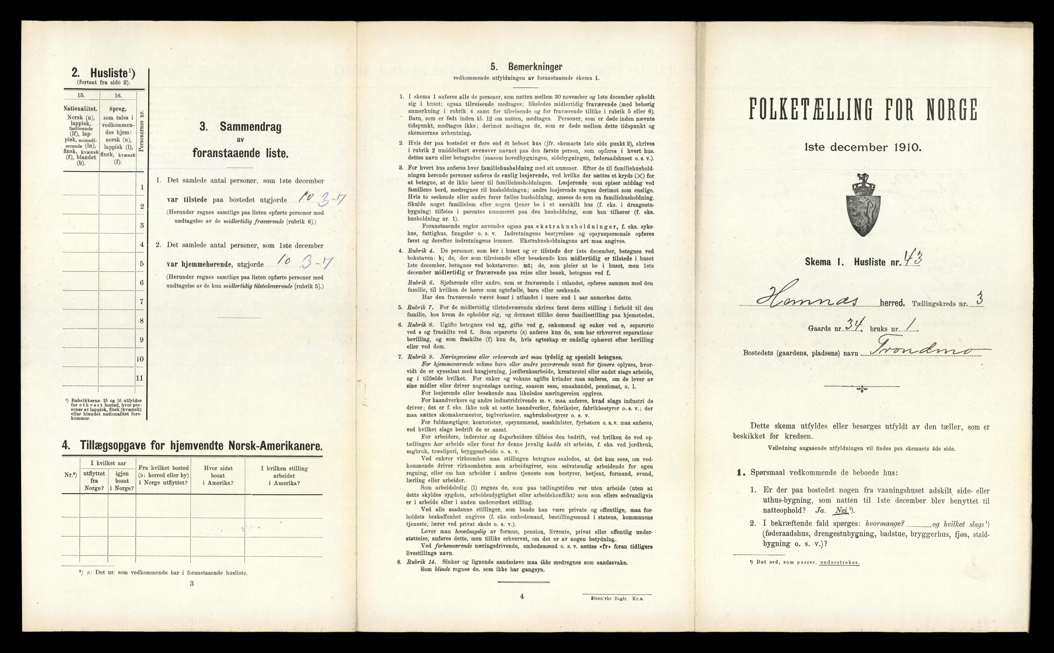 RA, Folketelling 1910 for 1832 Hemnes herred, 1910, s. 960