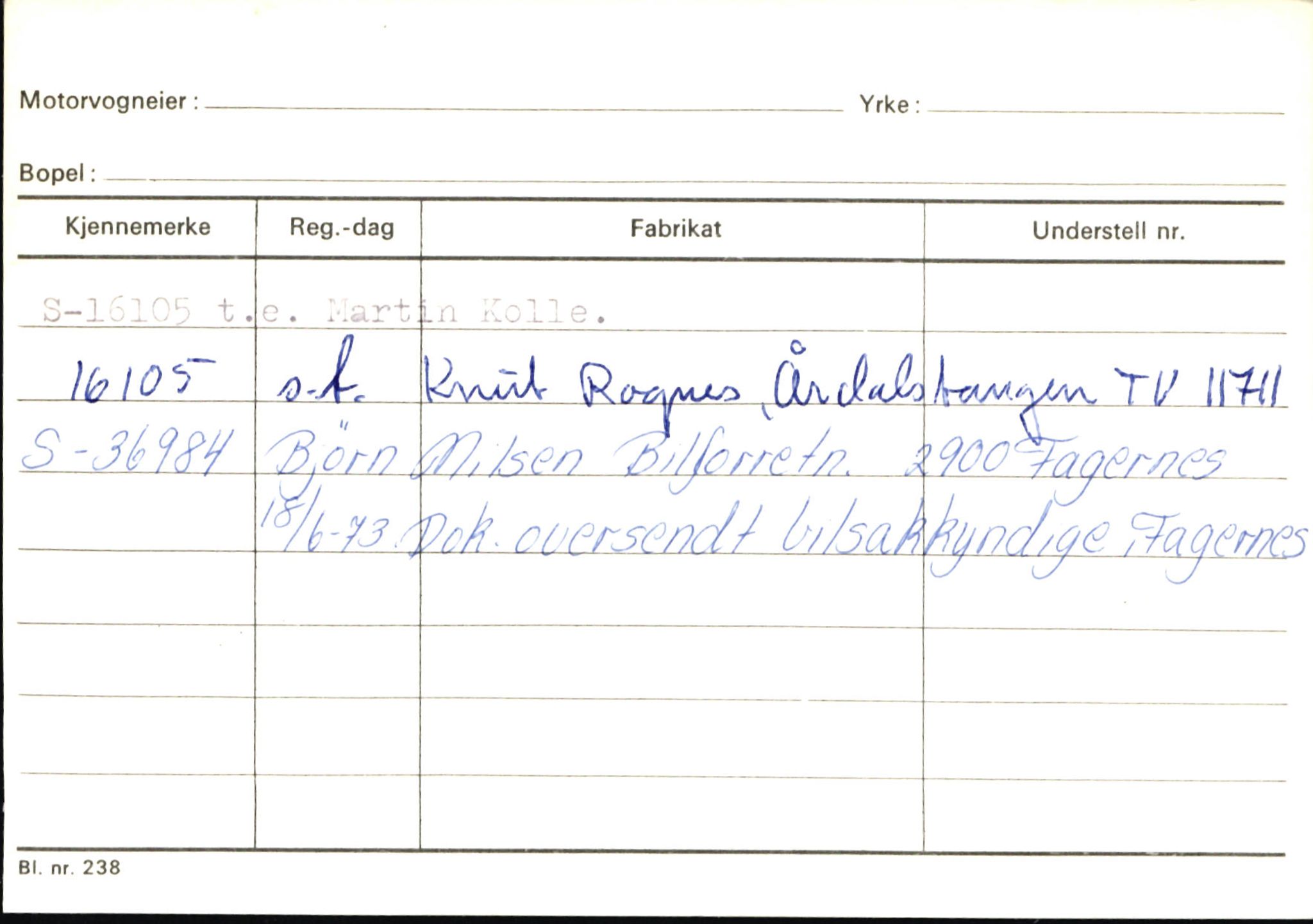 Statens vegvesen, Sogn og Fjordane vegkontor, AV/SAB-A-5301/4/F/L0145: Registerkort Vågsøy S-Å. Årdal I-P, 1945-1975, s. 1813