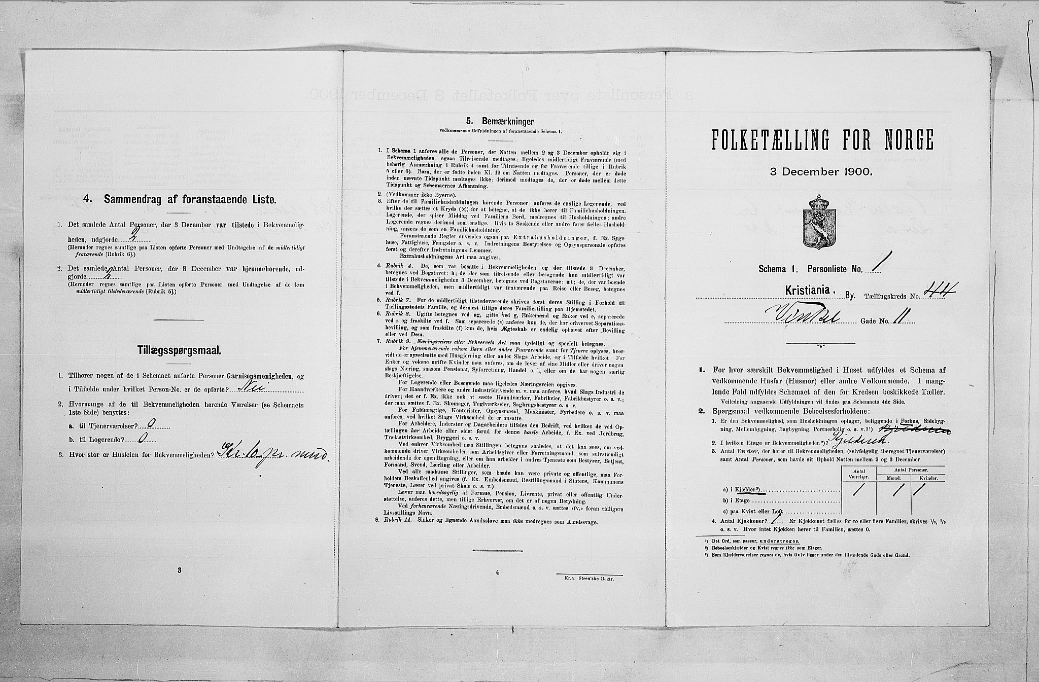 SAO, Folketelling 1900 for 0301 Kristiania kjøpstad, 1900, s. 113455
