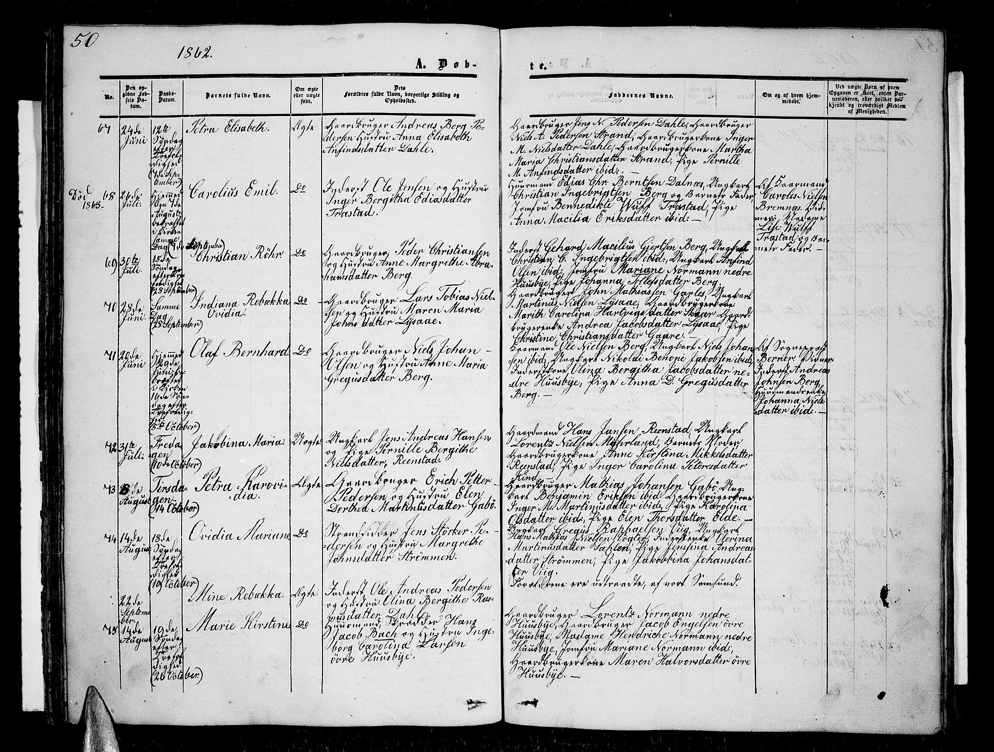 Kvæfjord sokneprestkontor, AV/SATØ-S-1323/G/Ga/Gab/L0003klokker: Klokkerbok nr. 3, 1856-1870, s. 50
