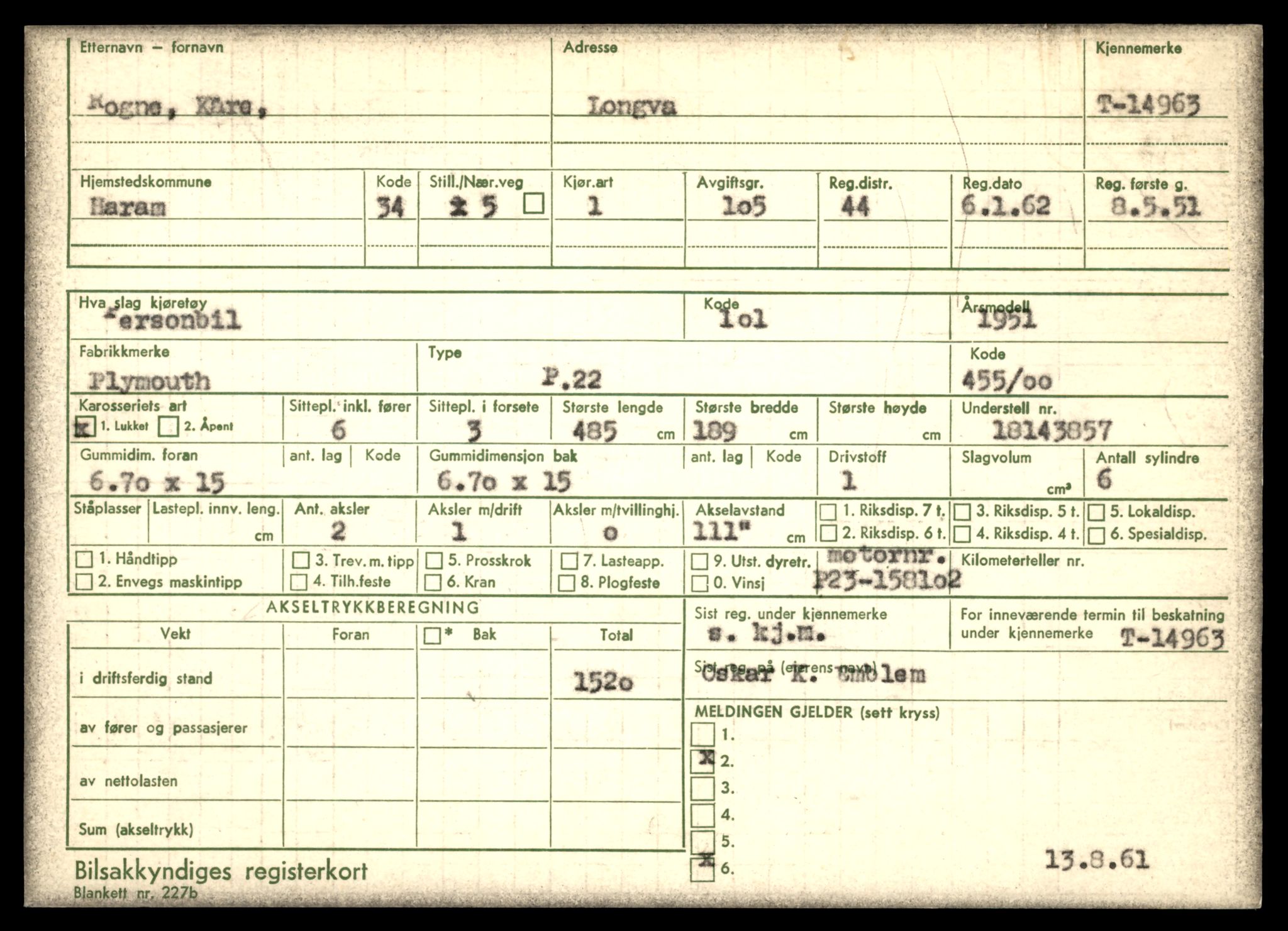 Møre og Romsdal vegkontor - Ålesund trafikkstasjon, AV/SAT-A-4099/F/Fe/L0049: Registreringskort for kjøretøy T 14864 - T 18613, 1927-1998, s. 2333