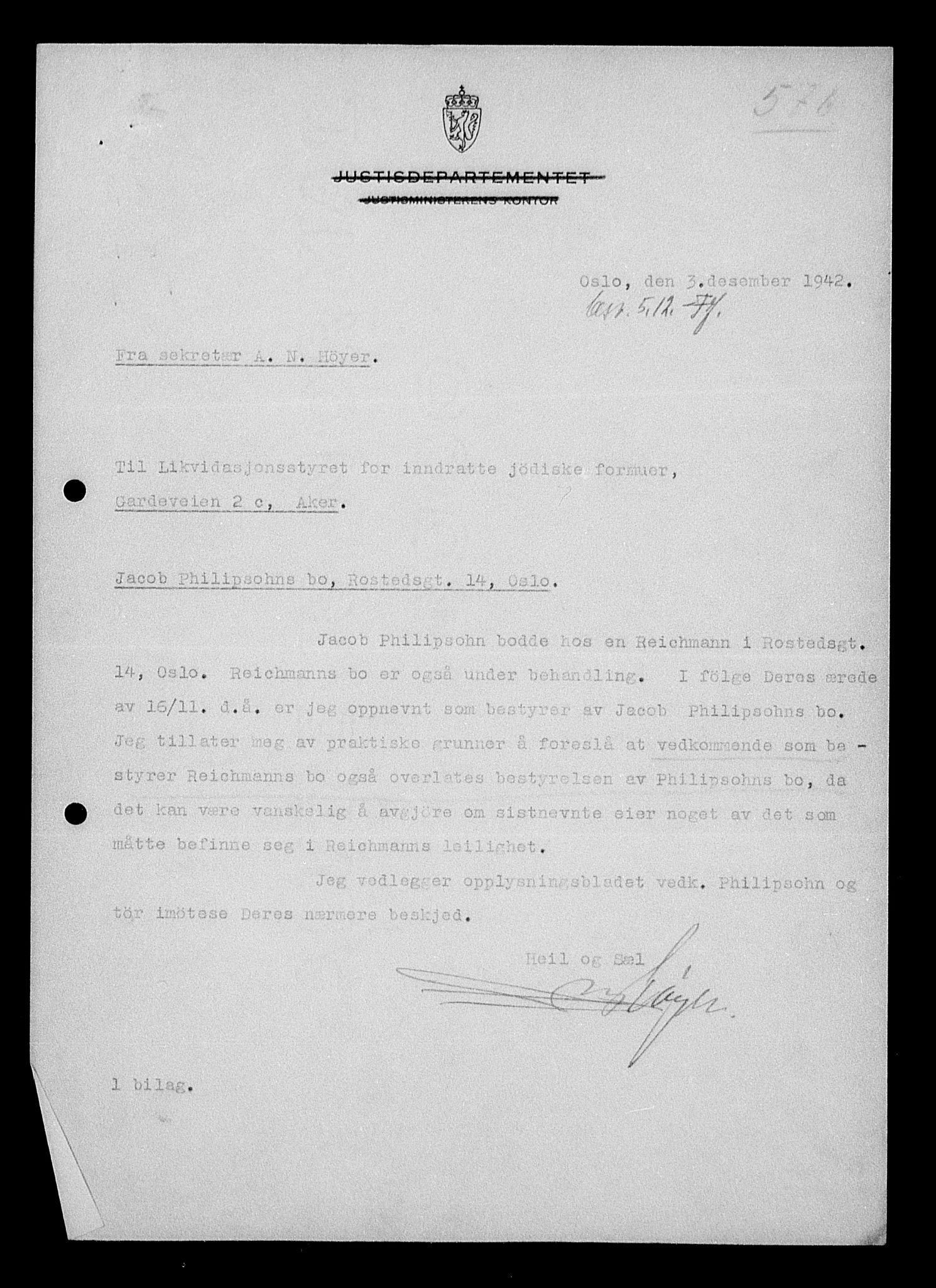 Justisdepartementet, Tilbakeføringskontoret for inndratte formuer, AV/RA-S-1564/H/Hc/Hcc/L0972: --, 1945-1947, s. 496