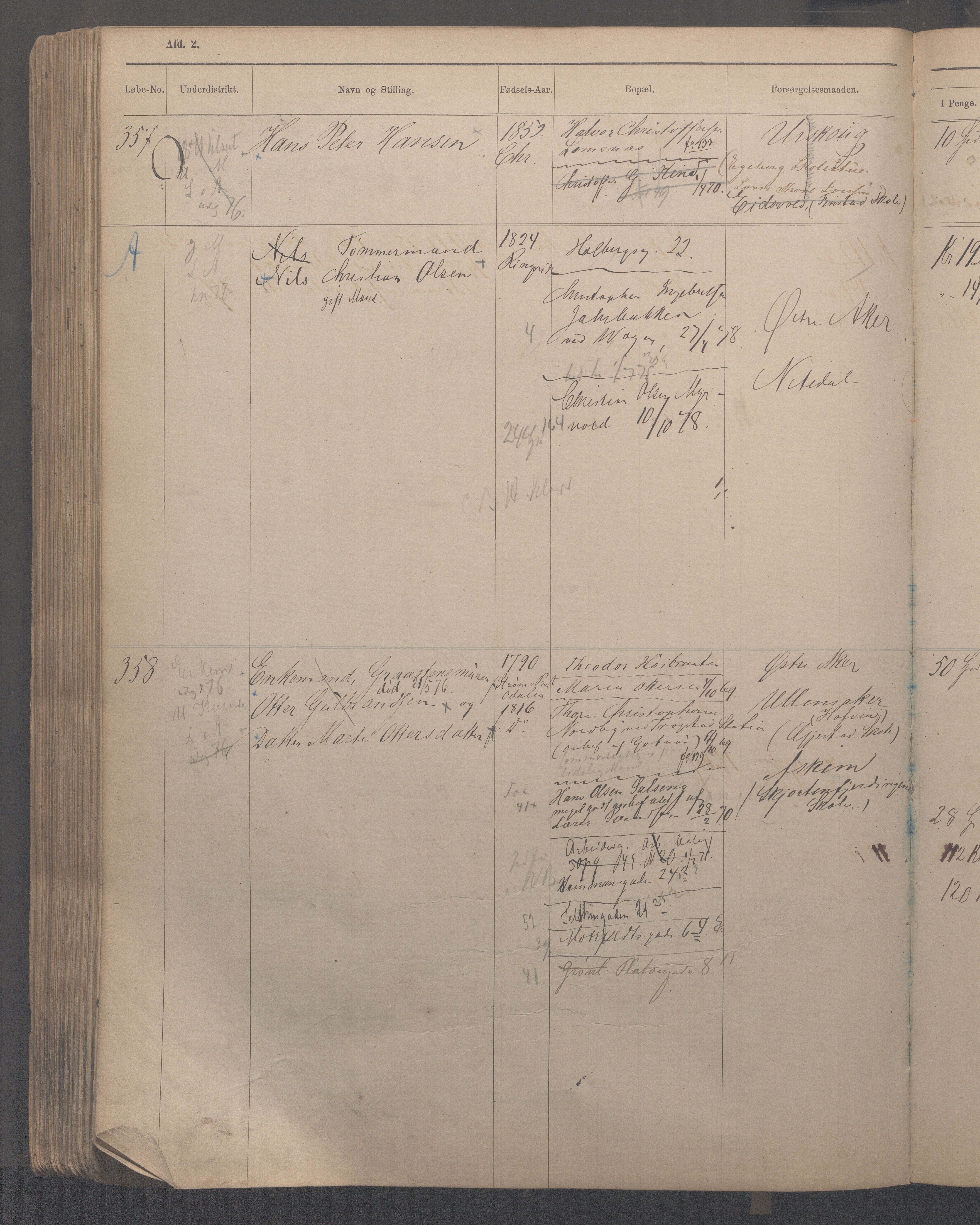 Fattigvesenet, OBA/A-20045/H/Hc/L0001: Manntallsprotokoll. Mnr. 1-394, 1865-1879, s. 335