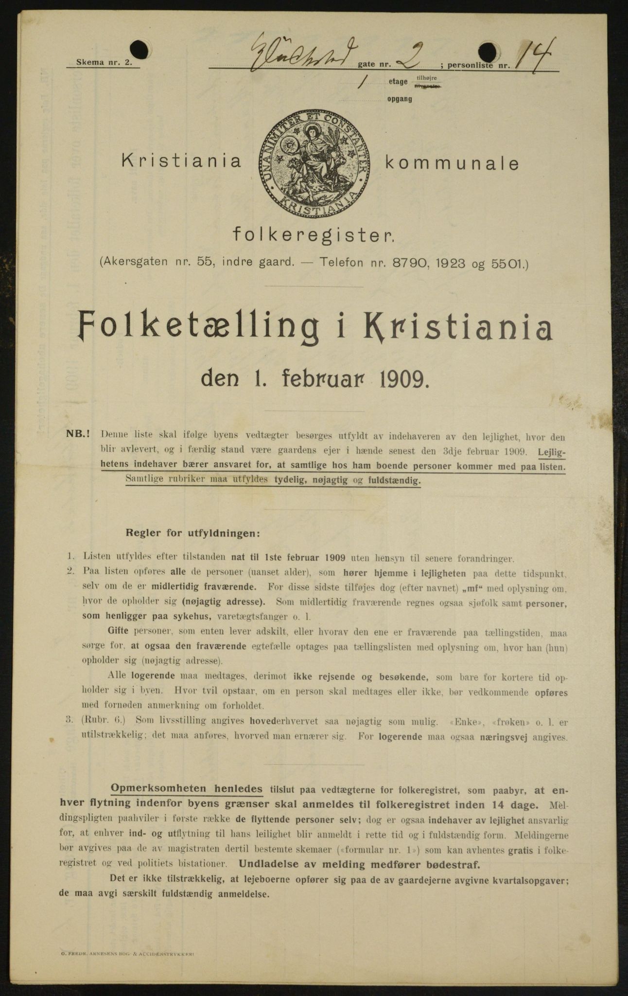 OBA, Kommunal folketelling 1.2.1909 for Kristiania kjøpstad, 1909, s. 26663