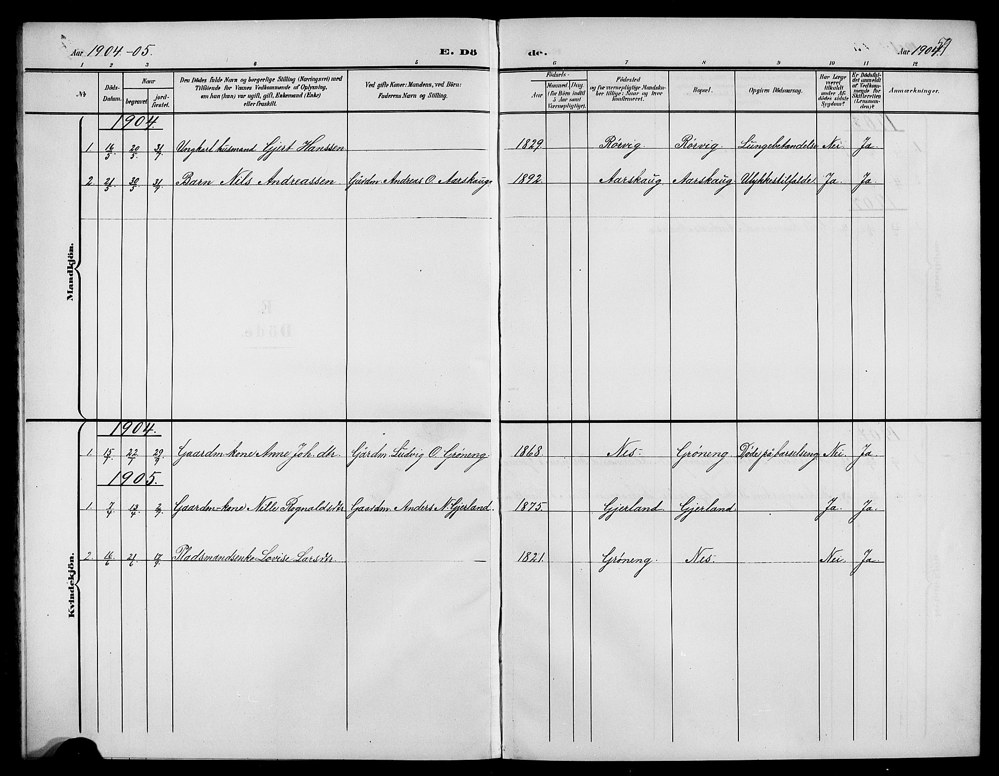 Førde sokneprestembete, AV/SAB-A-79901/H/Hab/Habb/L0001: Klokkerbok nr. B 1, 1904-1924, s. 59