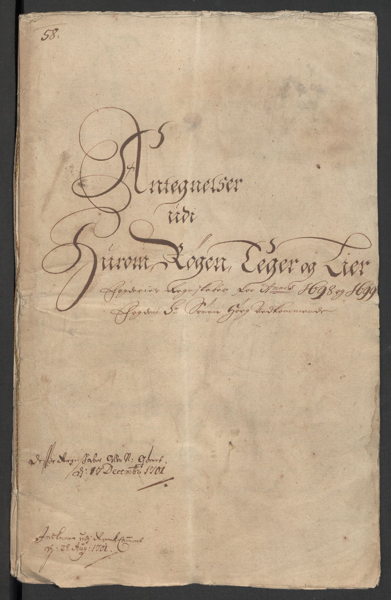 Rentekammeret inntil 1814, Reviderte regnskaper, Fogderegnskap, AV/RA-EA-4092/R30/L1696: Fogderegnskap Hurum, Røyken, Eiker og Lier, 1698-1699, s. 395