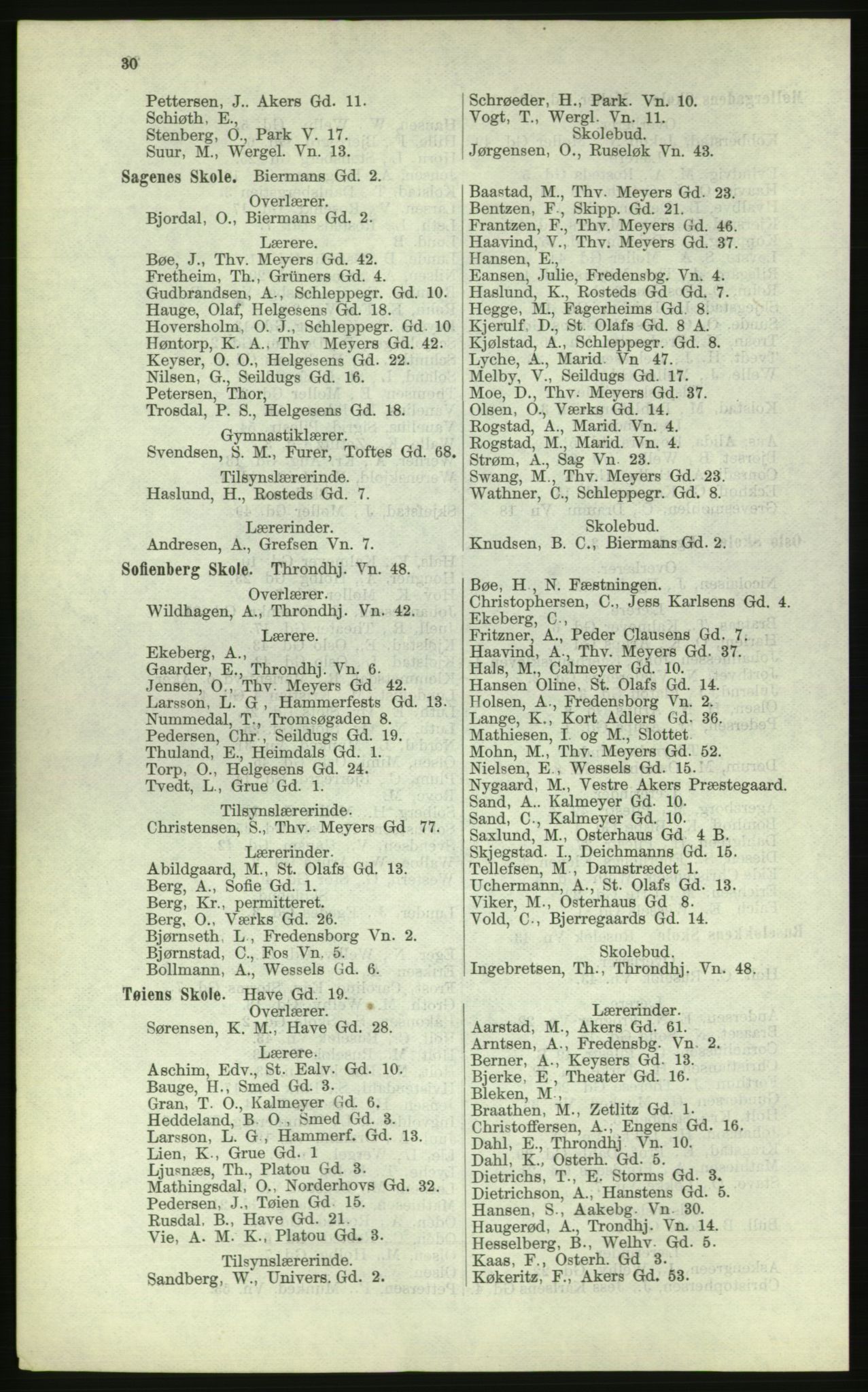 Kristiania/Oslo adressebok, PUBL/-, 1884, s. 30