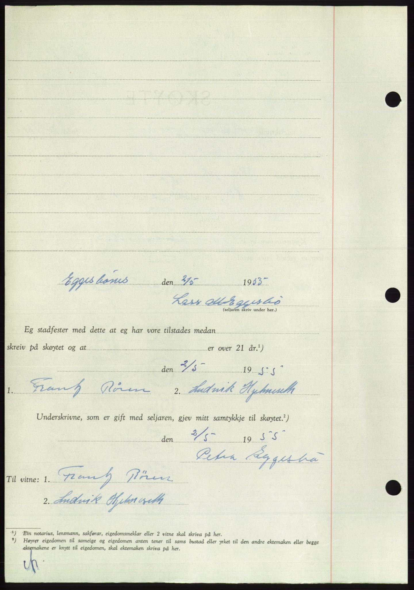 Søre Sunnmøre sorenskriveri, AV/SAT-A-4122/1/2/2C/L0100: Pantebok nr. 26A, 1954-1955, Dagboknr: 1022/1955
