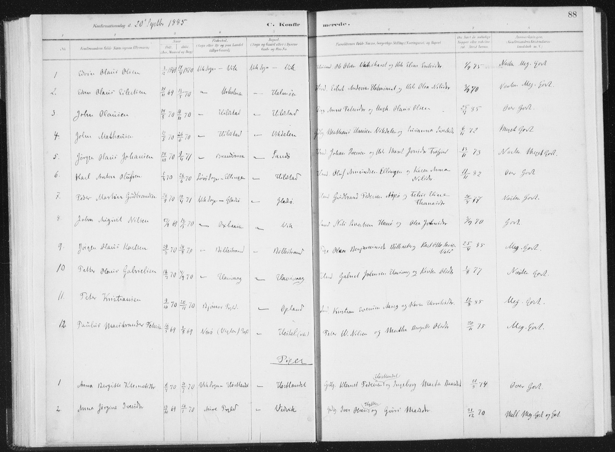 Ministerialprotokoller, klokkerbøker og fødselsregistre - Nord-Trøndelag, SAT/A-1458/771/L0597: Ministerialbok nr. 771A04, 1885-1910, s. 88