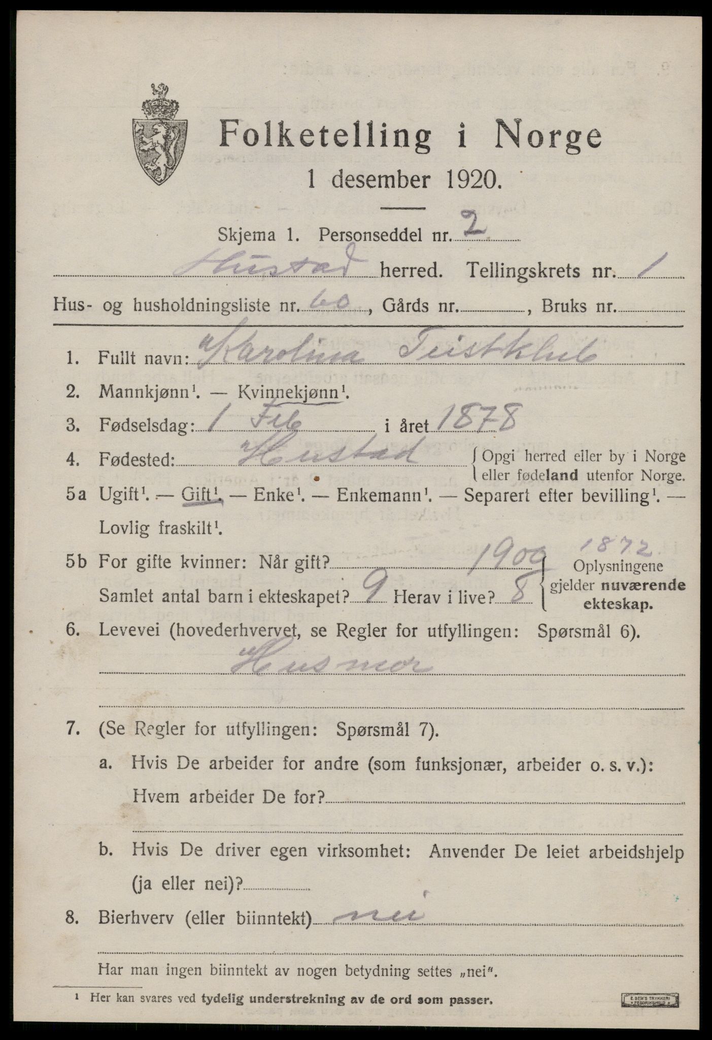 SAT, Folketelling 1920 for 1550 Hustad herred, 1920, s. 1479