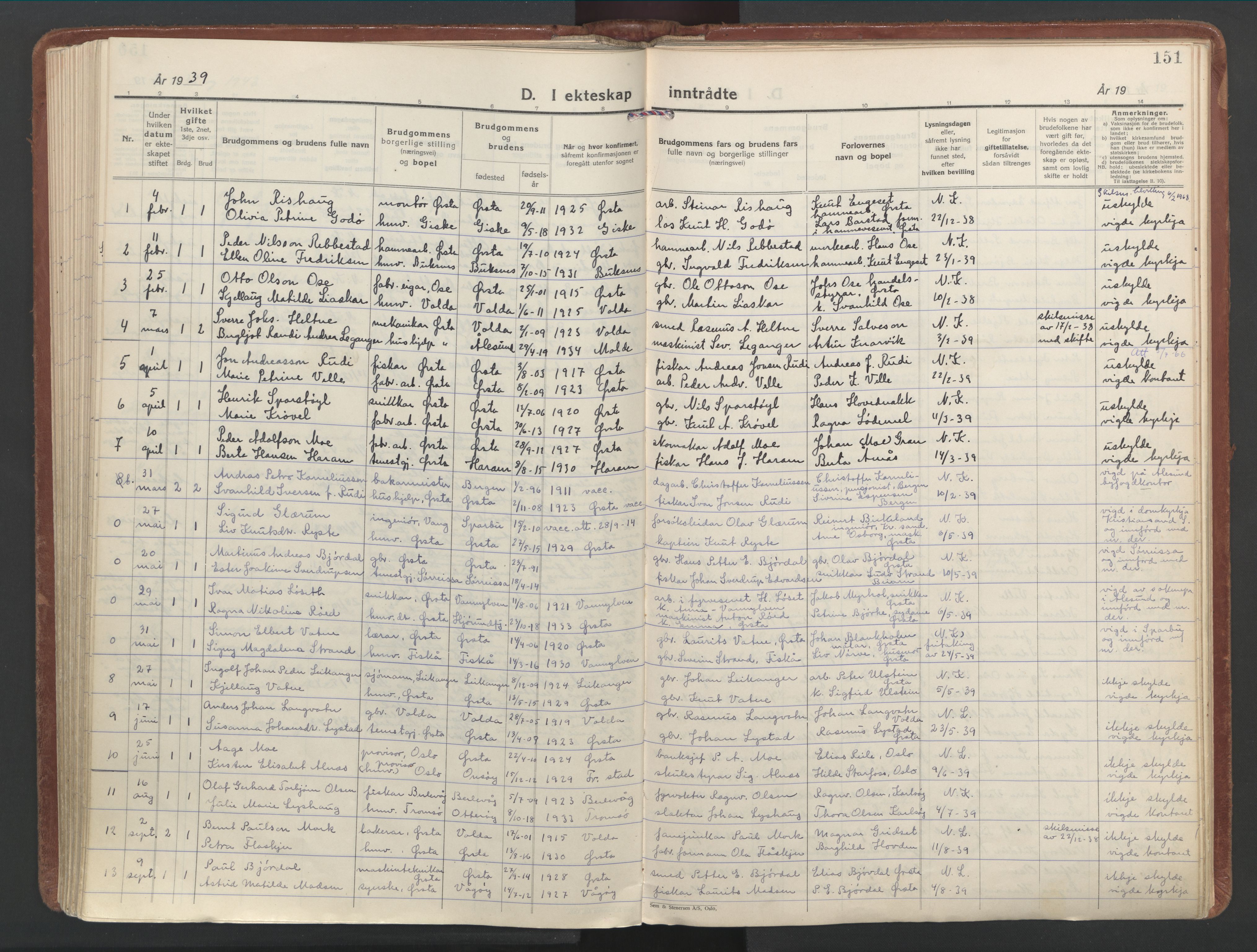 Ministerialprotokoller, klokkerbøker og fødselsregistre - Møre og Romsdal, AV/SAT-A-1454/513/L0181: Ministerialbok nr. 513A08, 1930-1943, s. 151