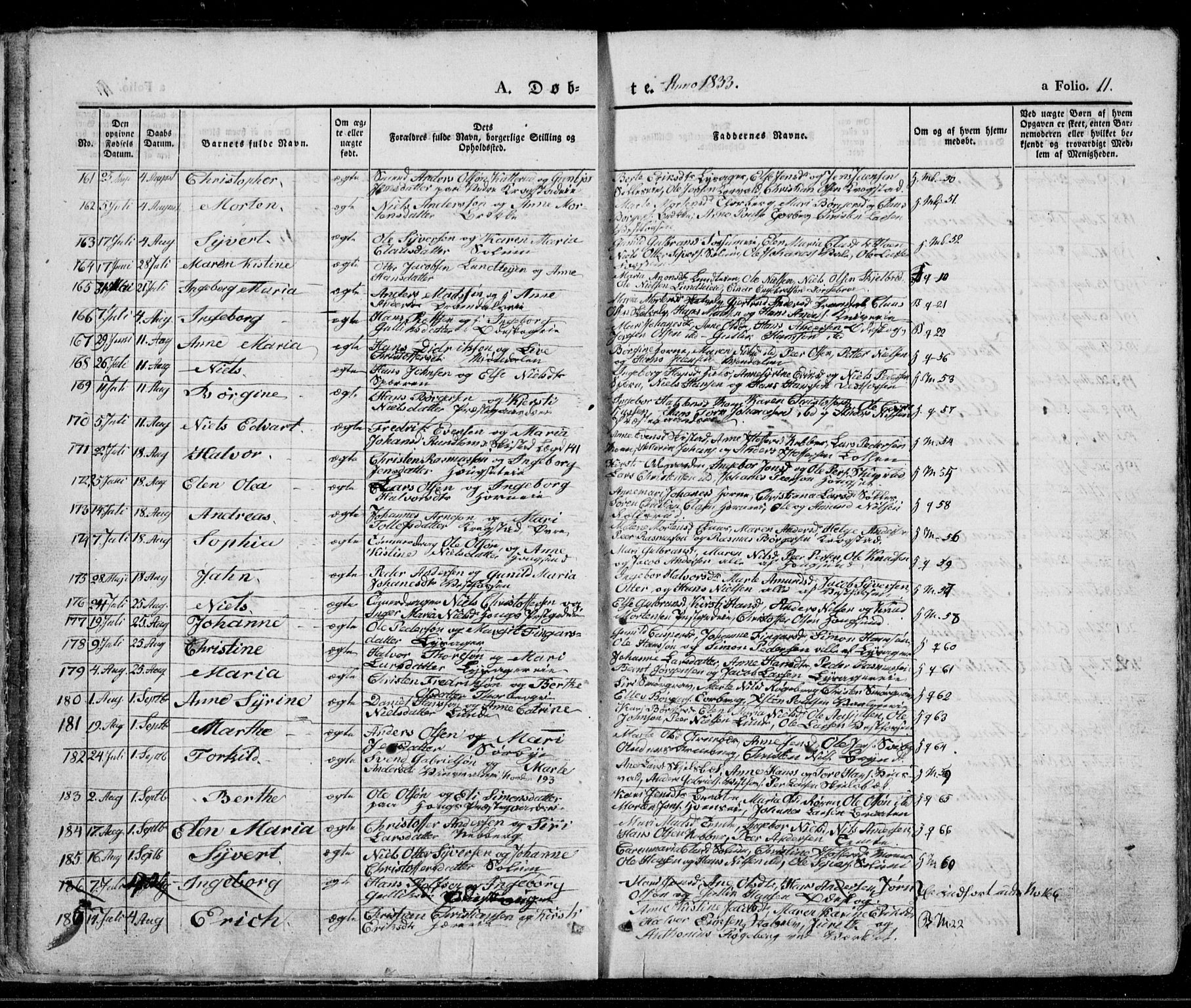 Eiker kirkebøker, AV/SAKO-A-4/G/Ga/L0002: Klokkerbok nr. I 2, 1832-1856, s. 11