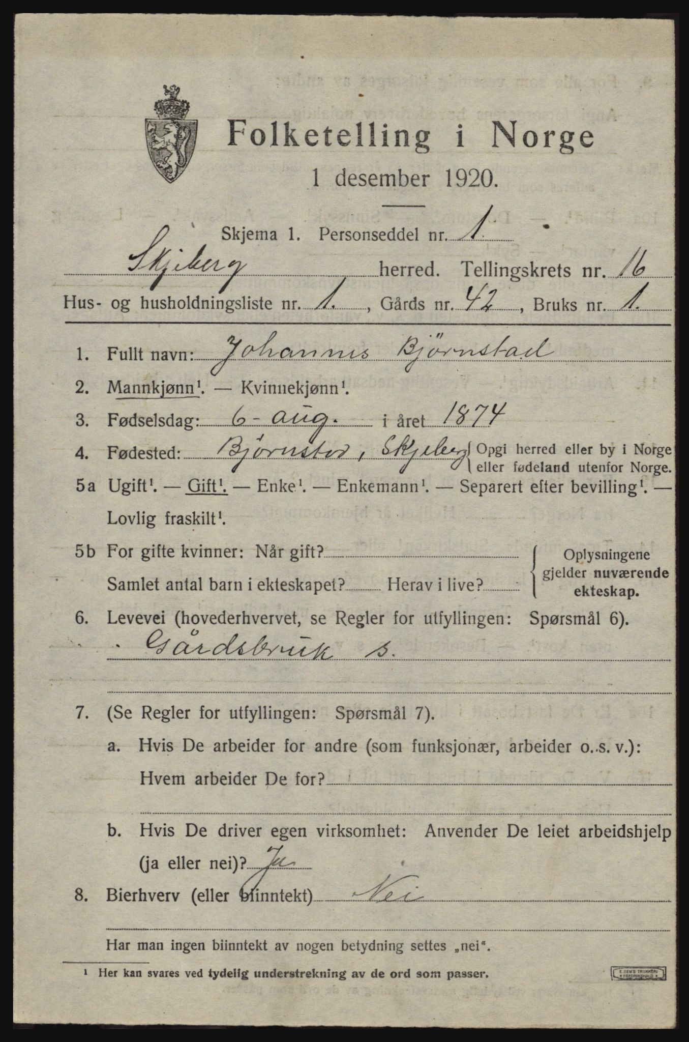 SAO, Folketelling 1920 for 0115 Skjeberg herred, 1920, s. 14769