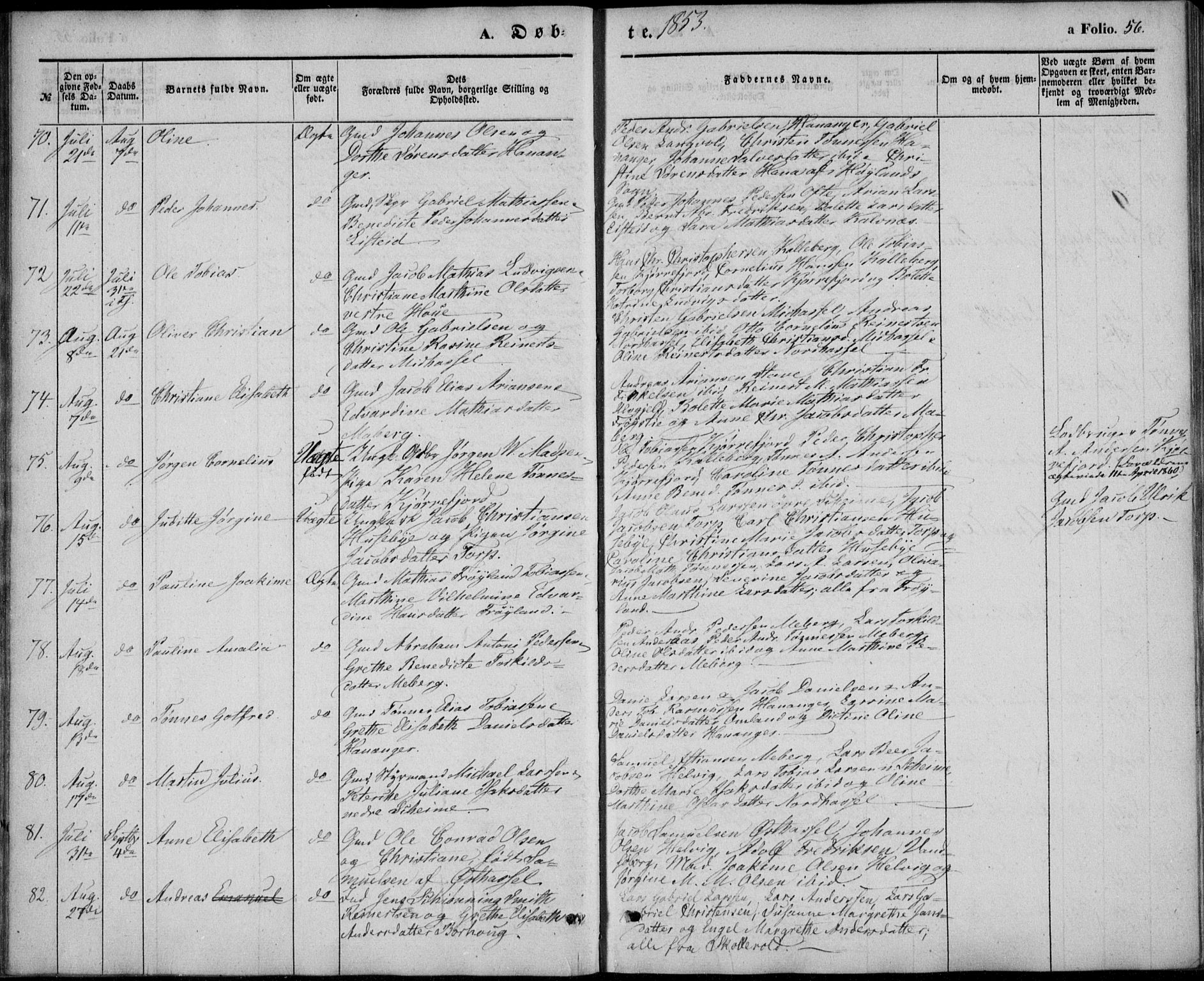 Lista sokneprestkontor, AV/SAK-1111-0027/F/Fb/L0002: Klokkerbok nr. B 2, 1847-1862, s. 56