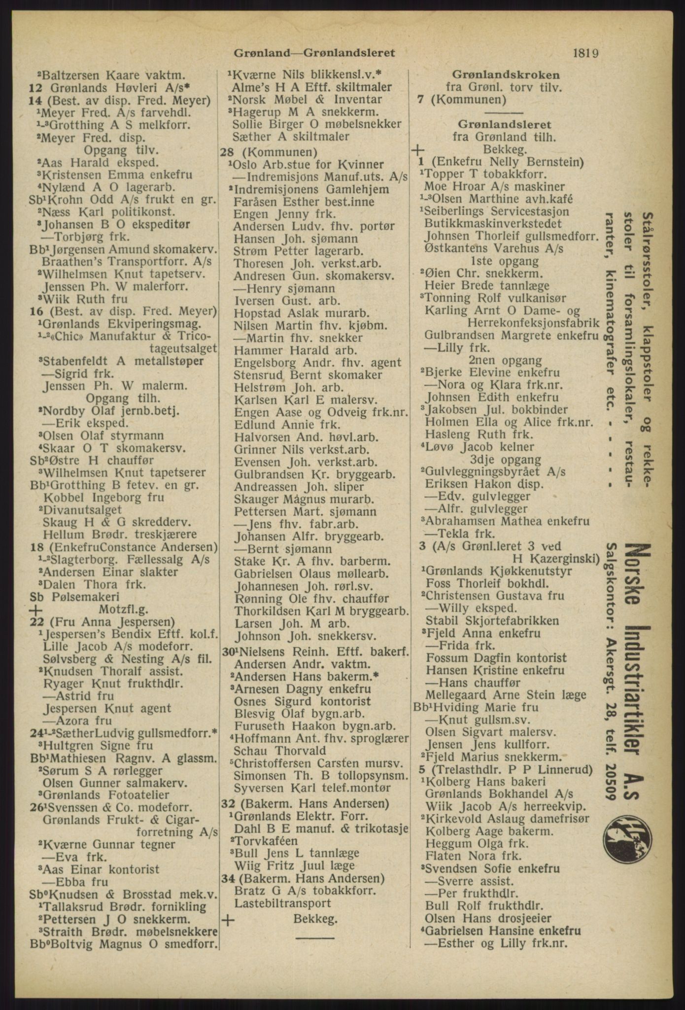 Kristiania/Oslo adressebok, PUBL/-, 1936, s. 1819