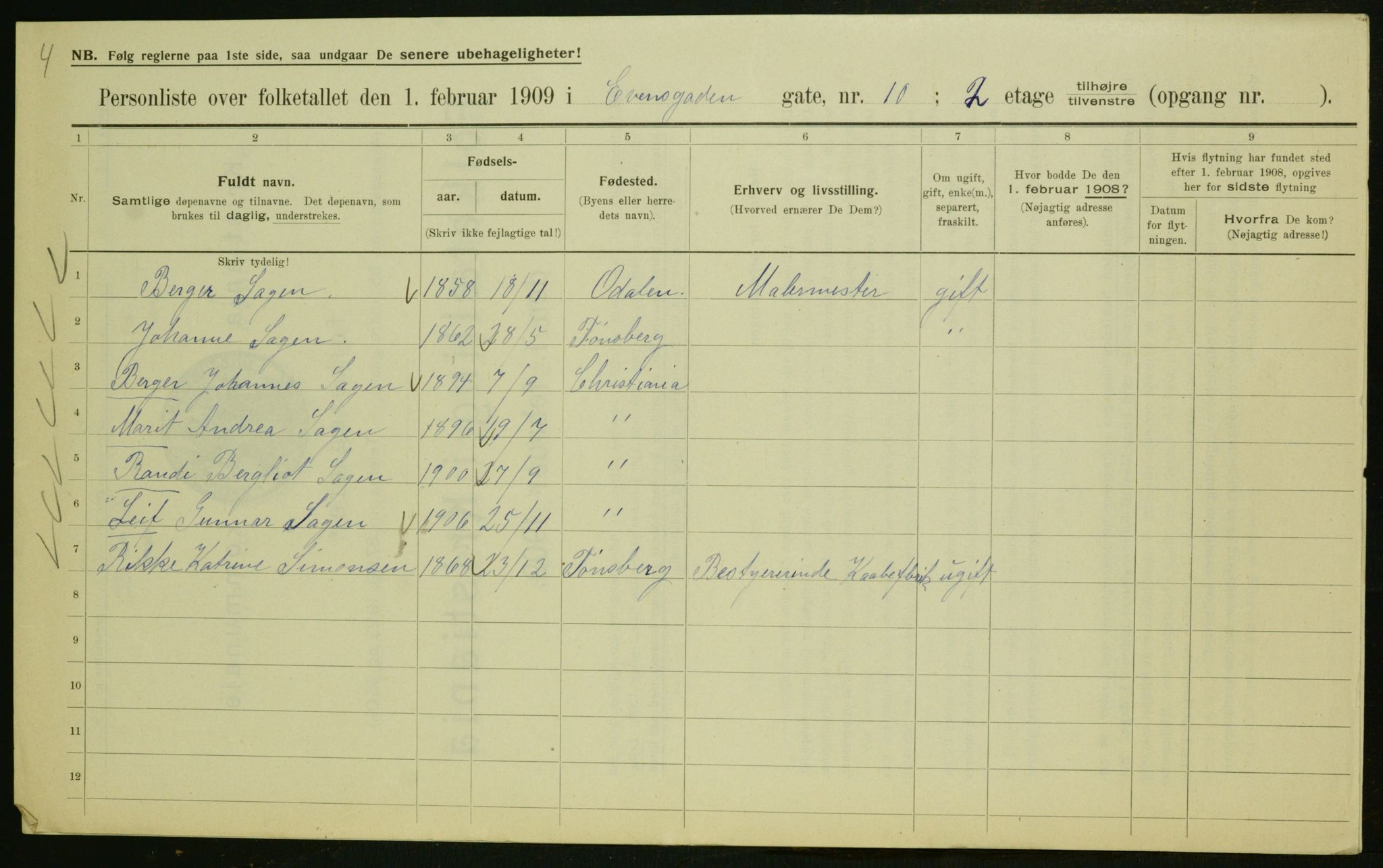 OBA, Kommunal folketelling 1.2.1909 for Kristiania kjøpstad, 1909, s. 20668