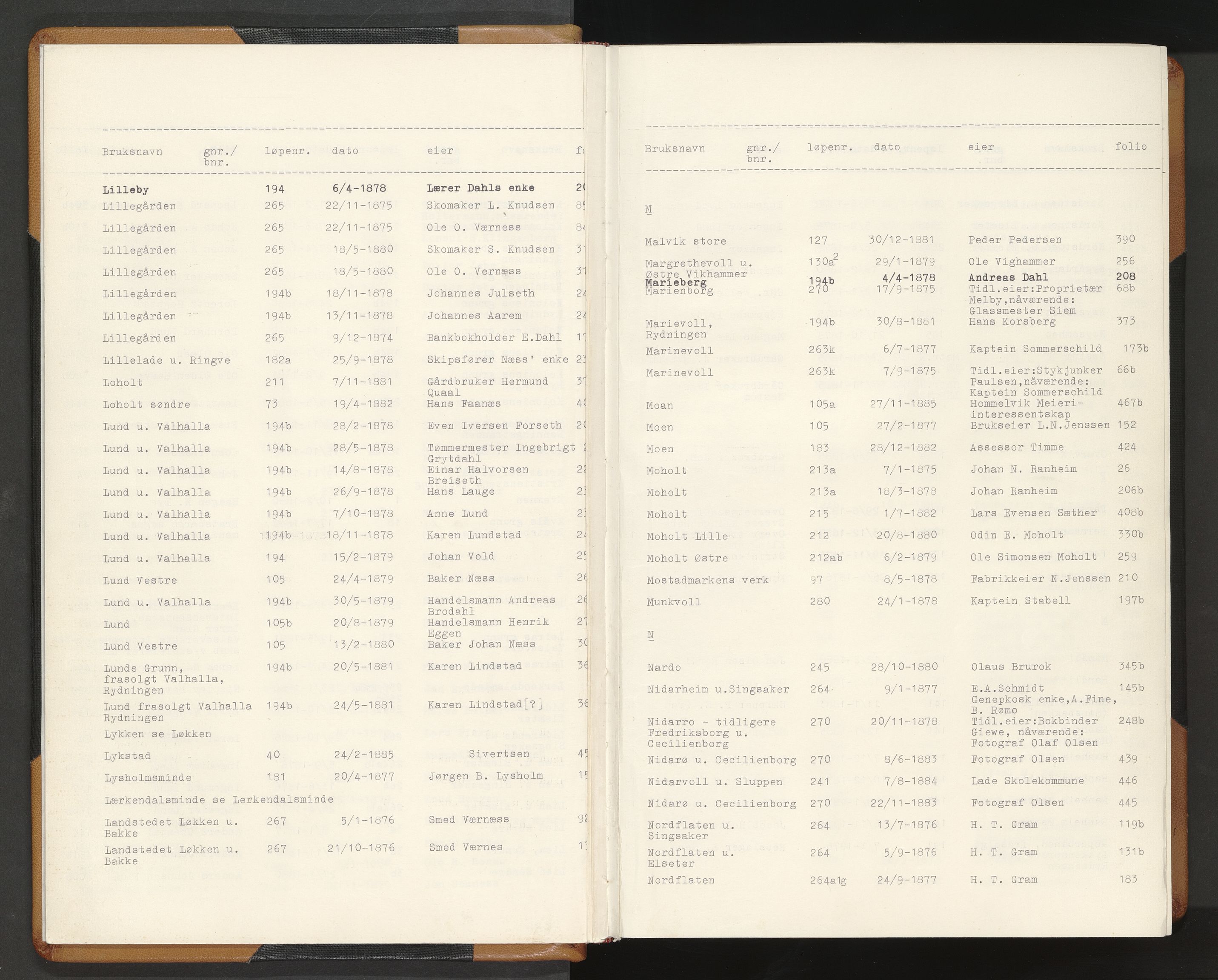 Norges Brannkasse Strinda, AV/SAT-A-5516/Fa/L0002: Branntakstprotokoll, 1874-1895