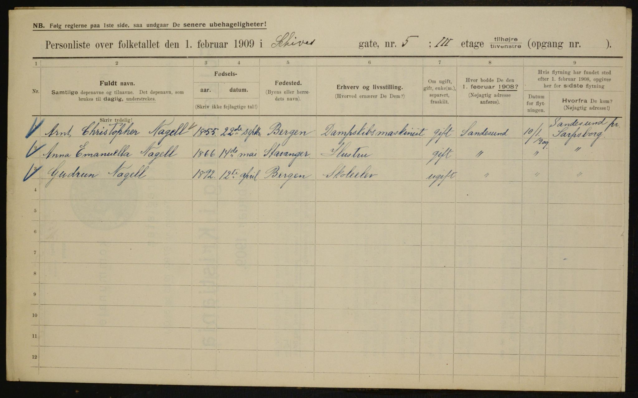 OBA, Kommunal folketelling 1.2.1909 for Kristiania kjøpstad, 1909, s. 81436