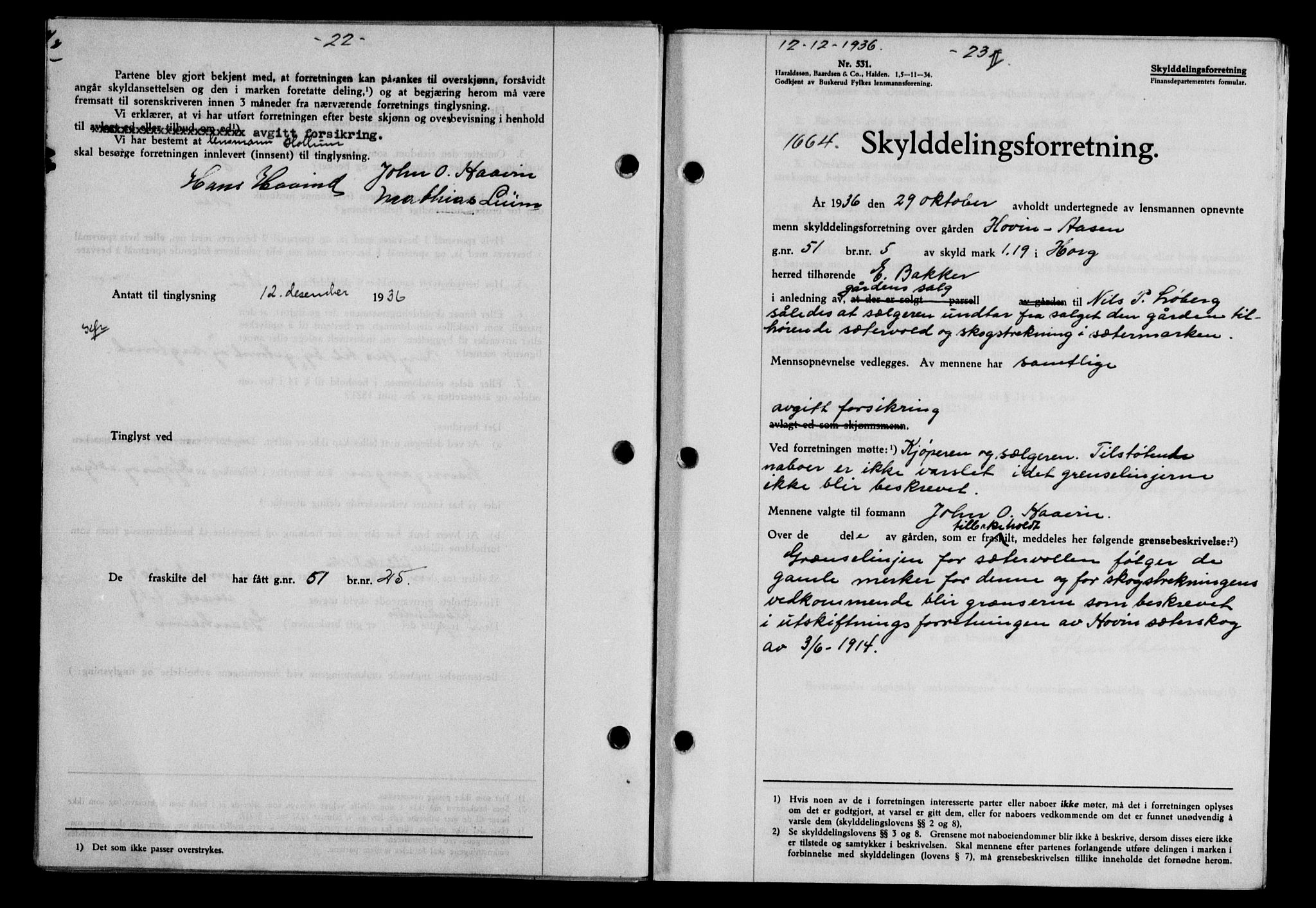 Gauldal sorenskriveri, SAT/A-0014/1/2/2C/L0046: Pantebok nr. 49-50, 1936-1937, Dagboknr: 1664/1936