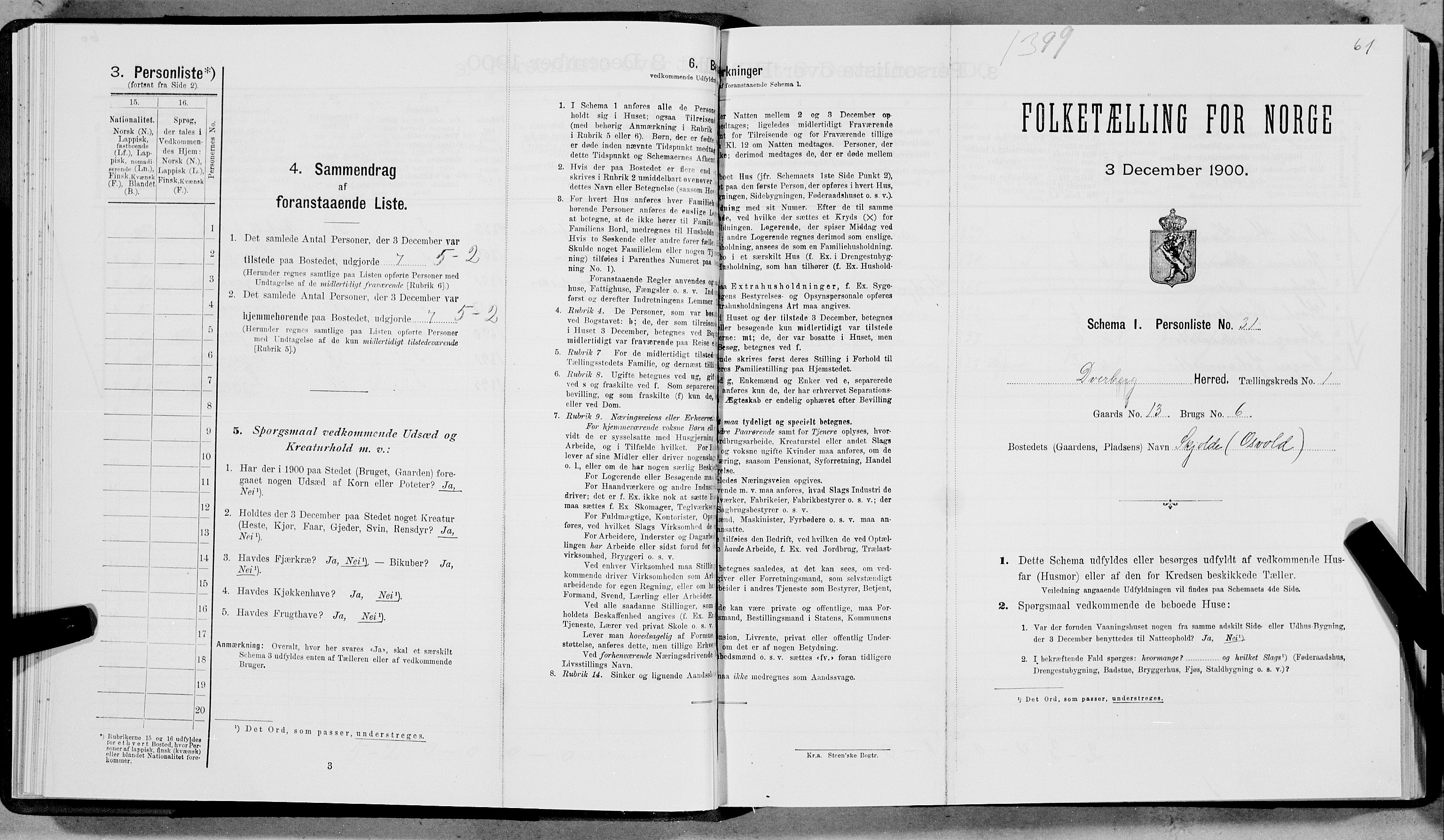 SAT, Folketelling 1900 for 1872 Dverberg herred, 1900, s. 92