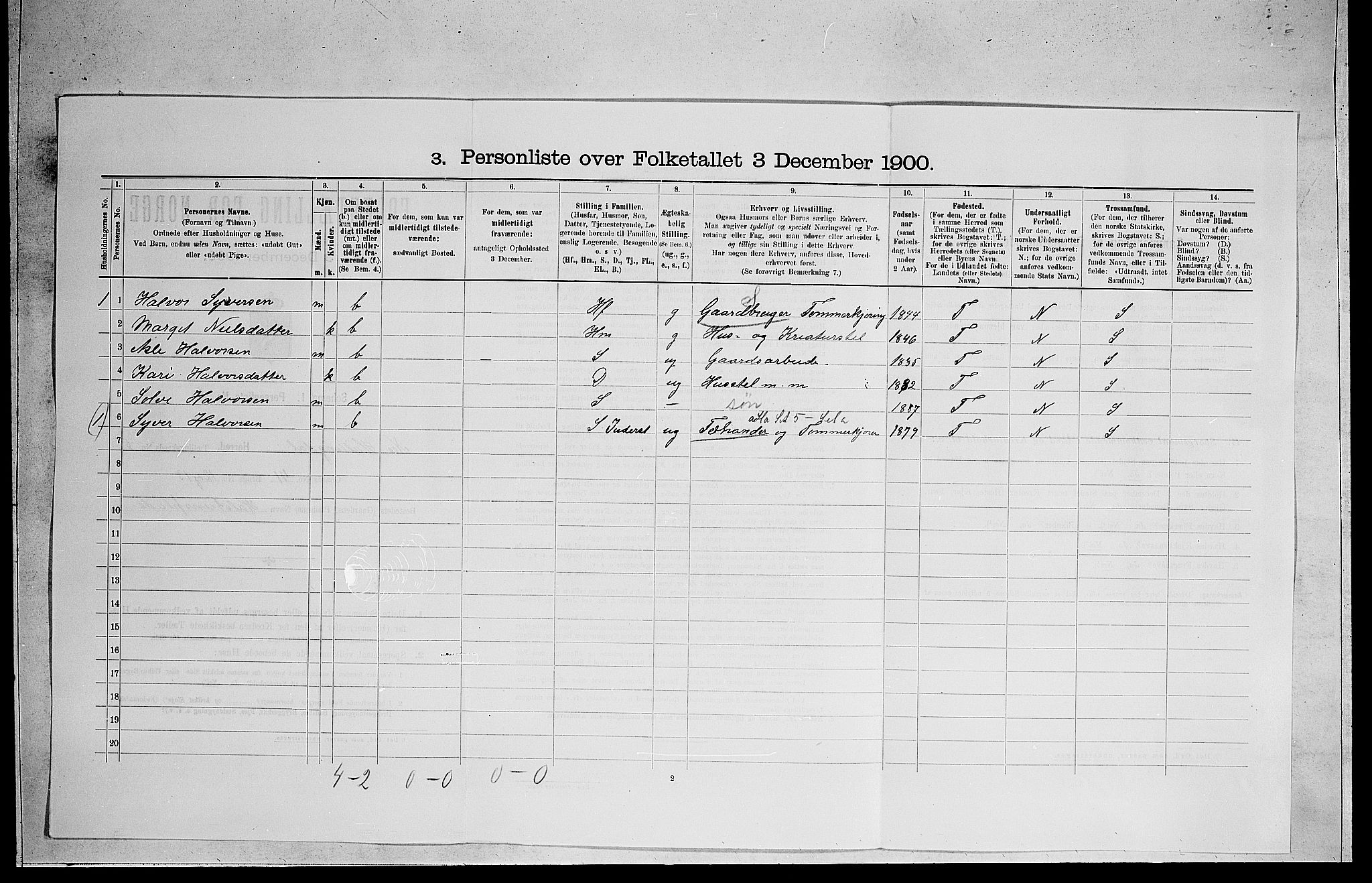 RA, Folketelling 1900 for 0616 Nes herred, 1900, s. 593