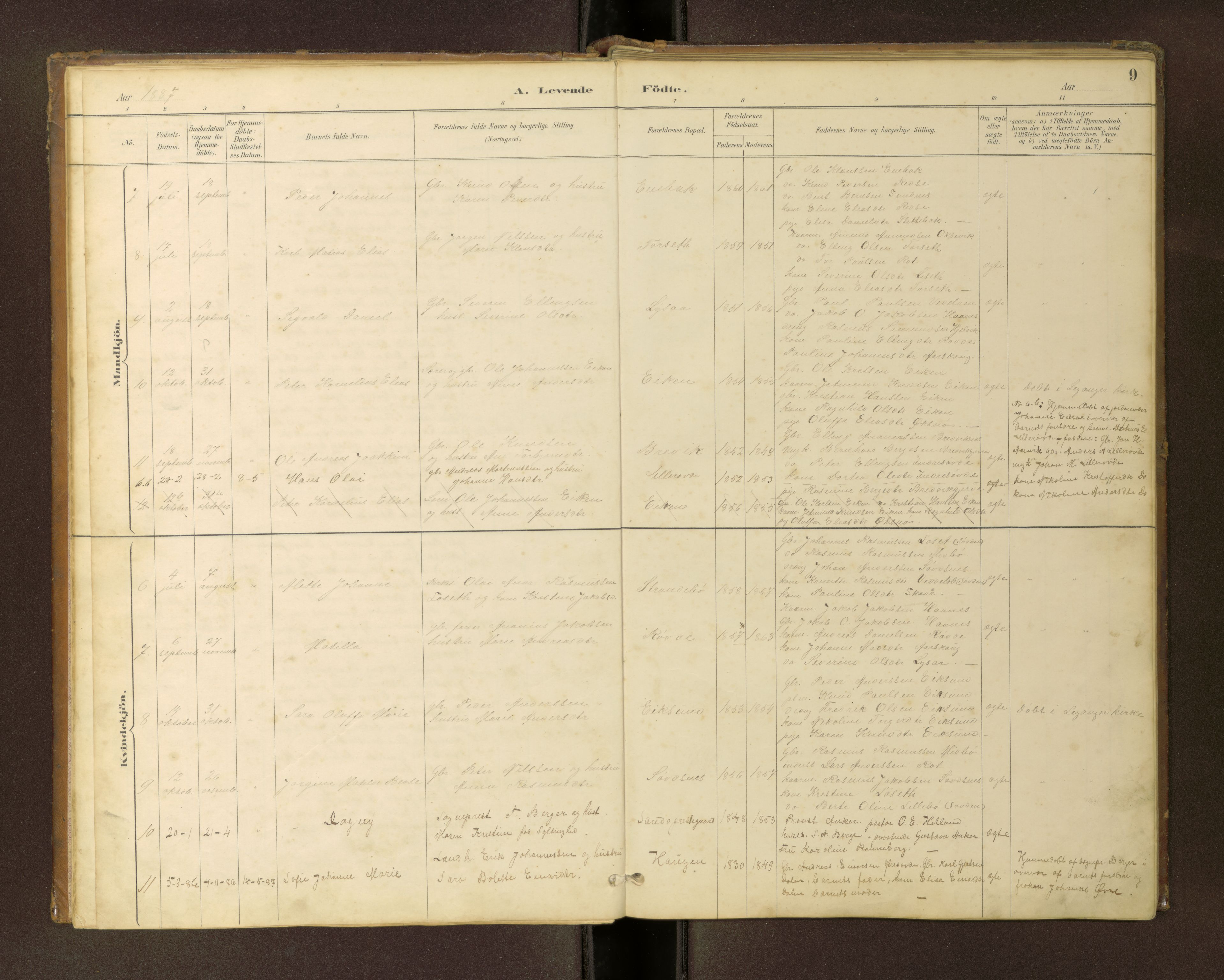 Ministerialprotokoller, klokkerbøker og fødselsregistre - Møre og Romsdal, AV/SAT-A-1454/504/L0060: Klokkerbok nr. 504C02, 1884-1903, s. 9