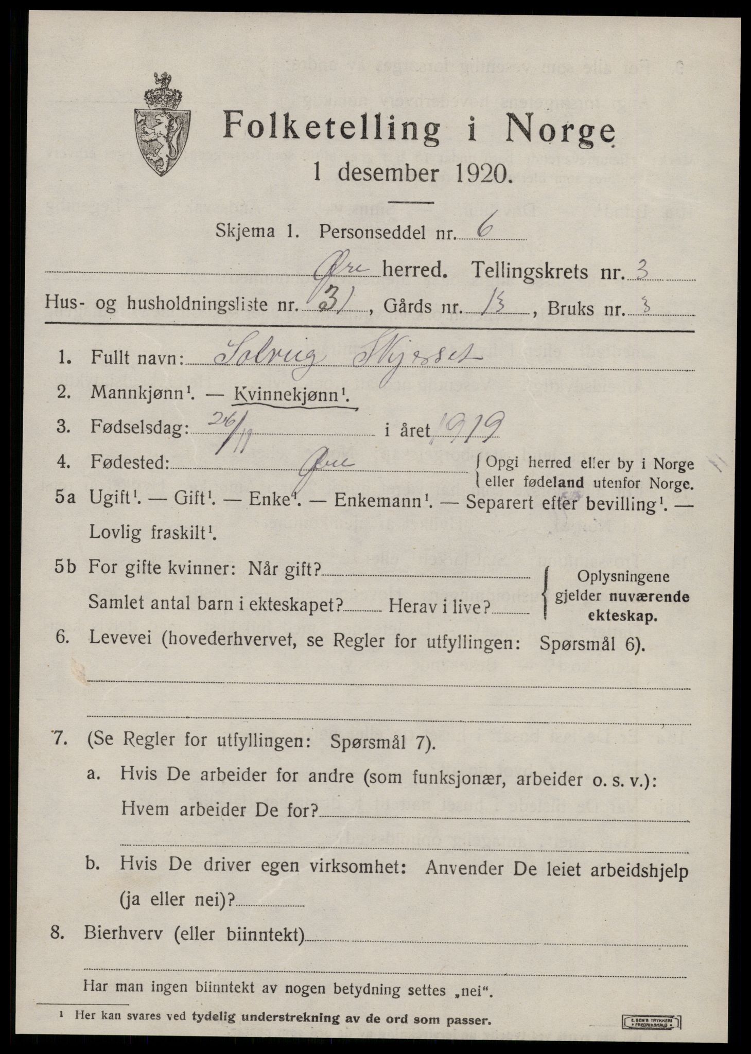 SAT, Folketelling 1920 for 1558 Øre herred, 1920, s. 1951