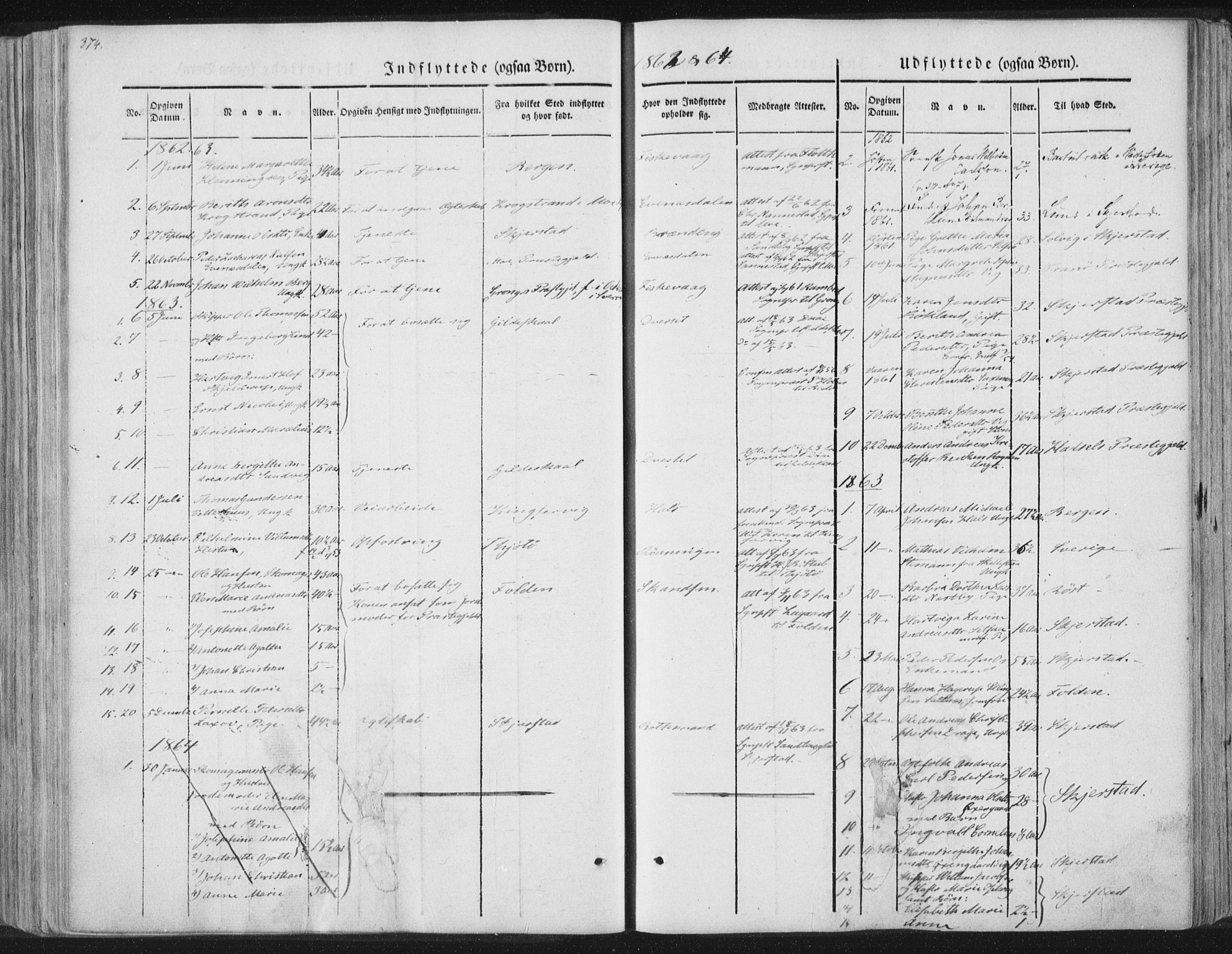 Ministerialprotokoller, klokkerbøker og fødselsregistre - Nordland, SAT/A-1459/847/L0667: Ministerialbok nr. 847A07, 1842-1871, s. 374