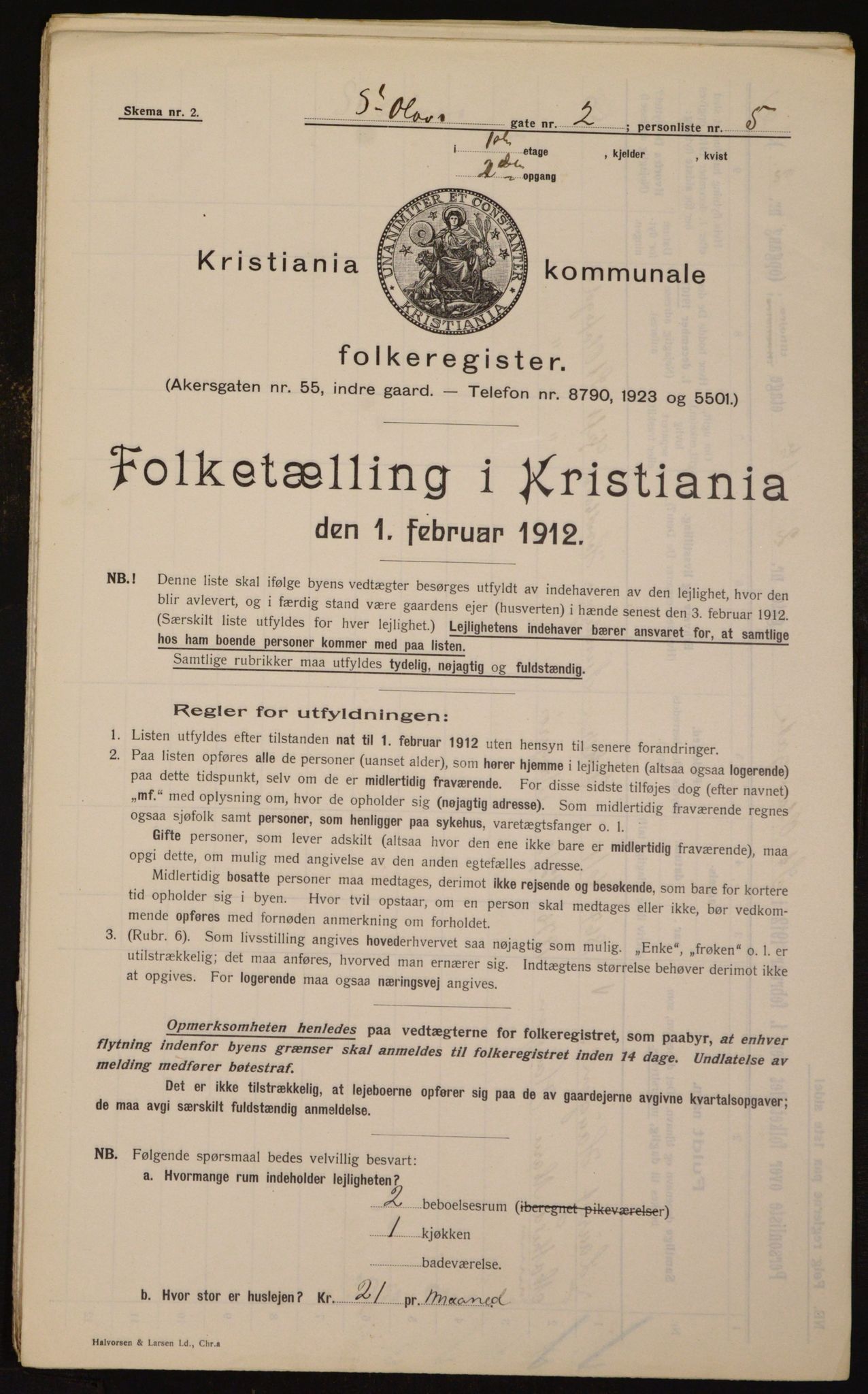 OBA, Kommunal folketelling 1.2.1912 for Kristiania, 1912, s. 88195