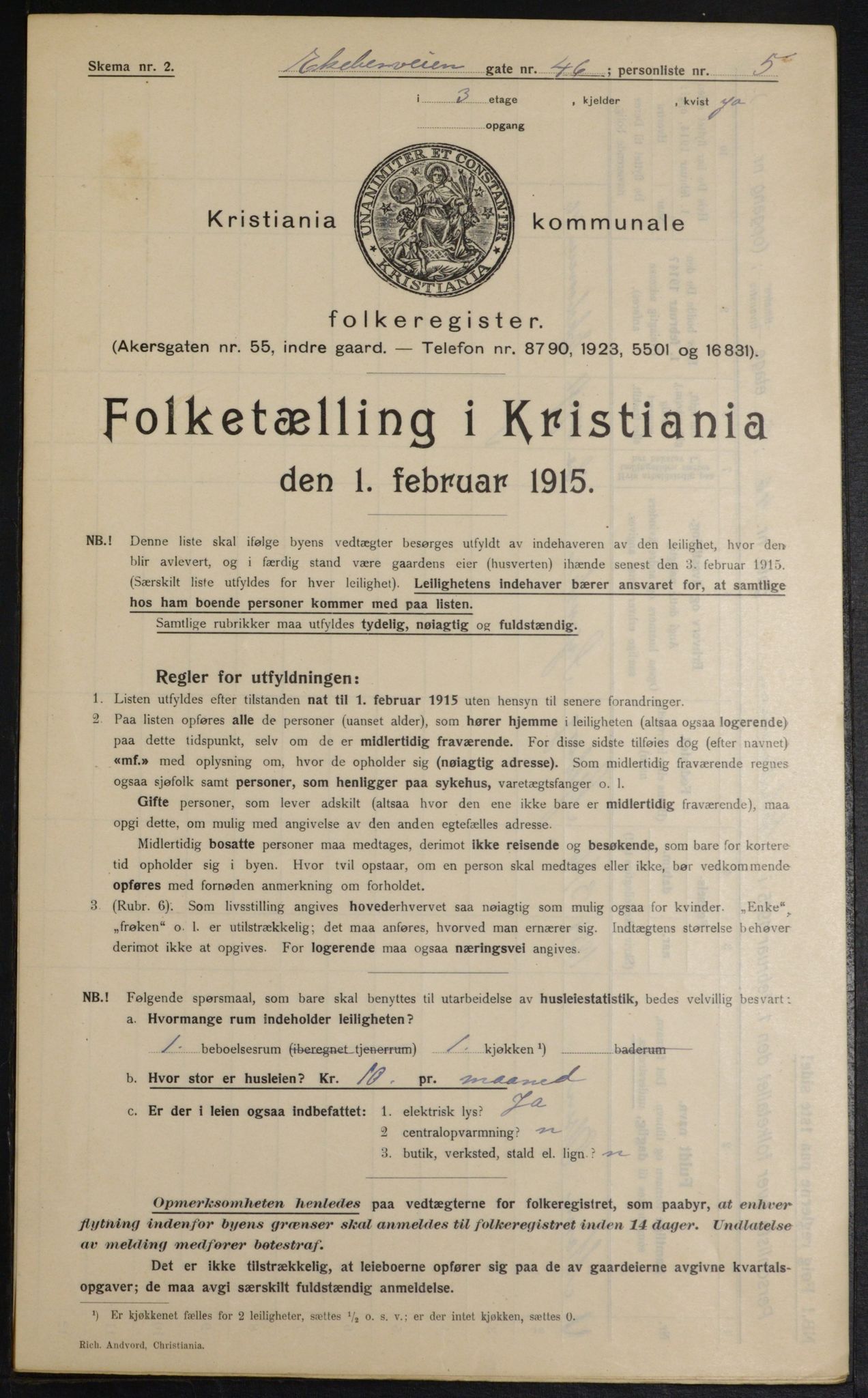 OBA, Kommunal folketelling 1.2.1915 for Kristiania, 1915, s. 19976