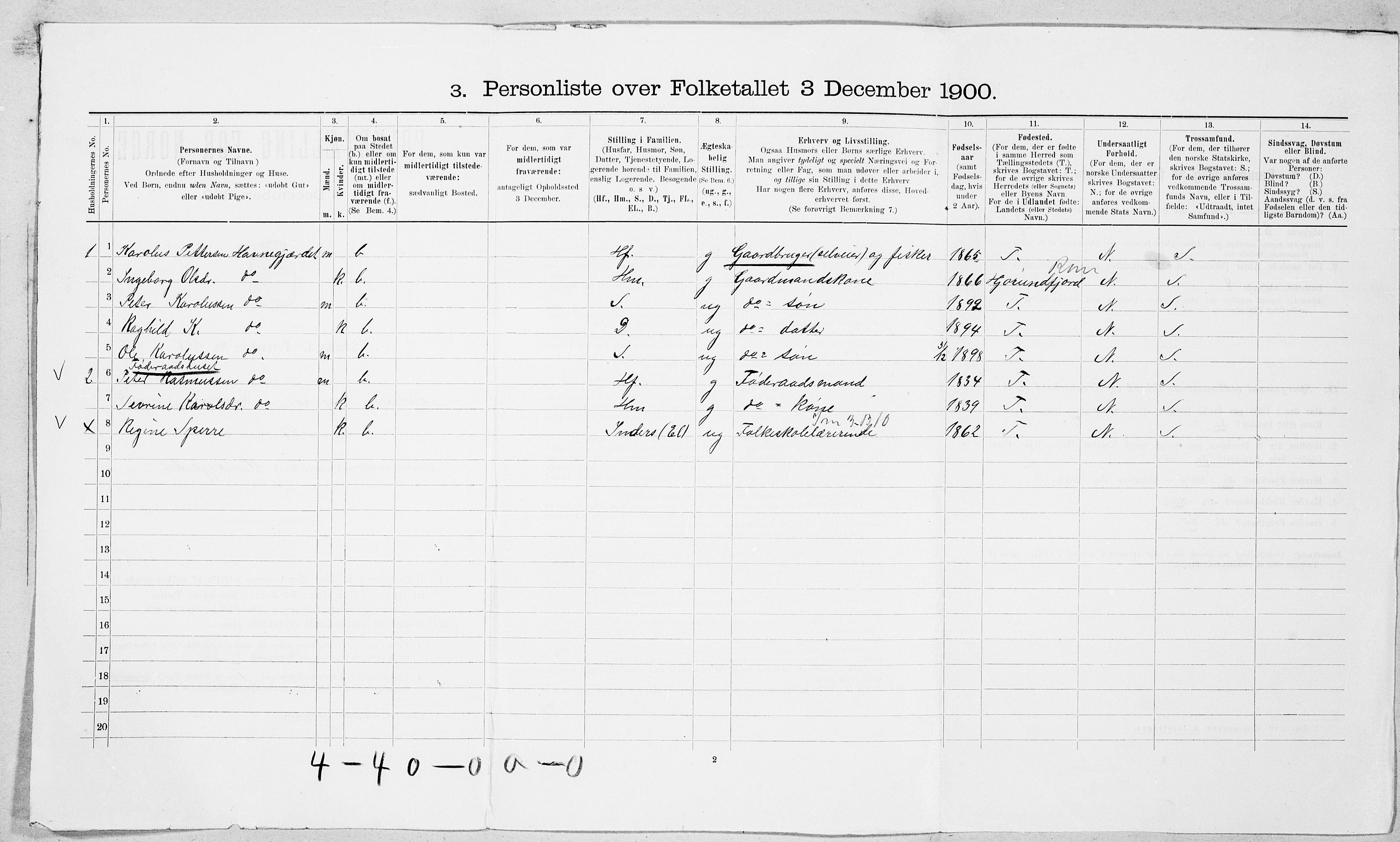 SAT, Folketelling 1900 for 1531 Borgund herred, 1900, s. 1042