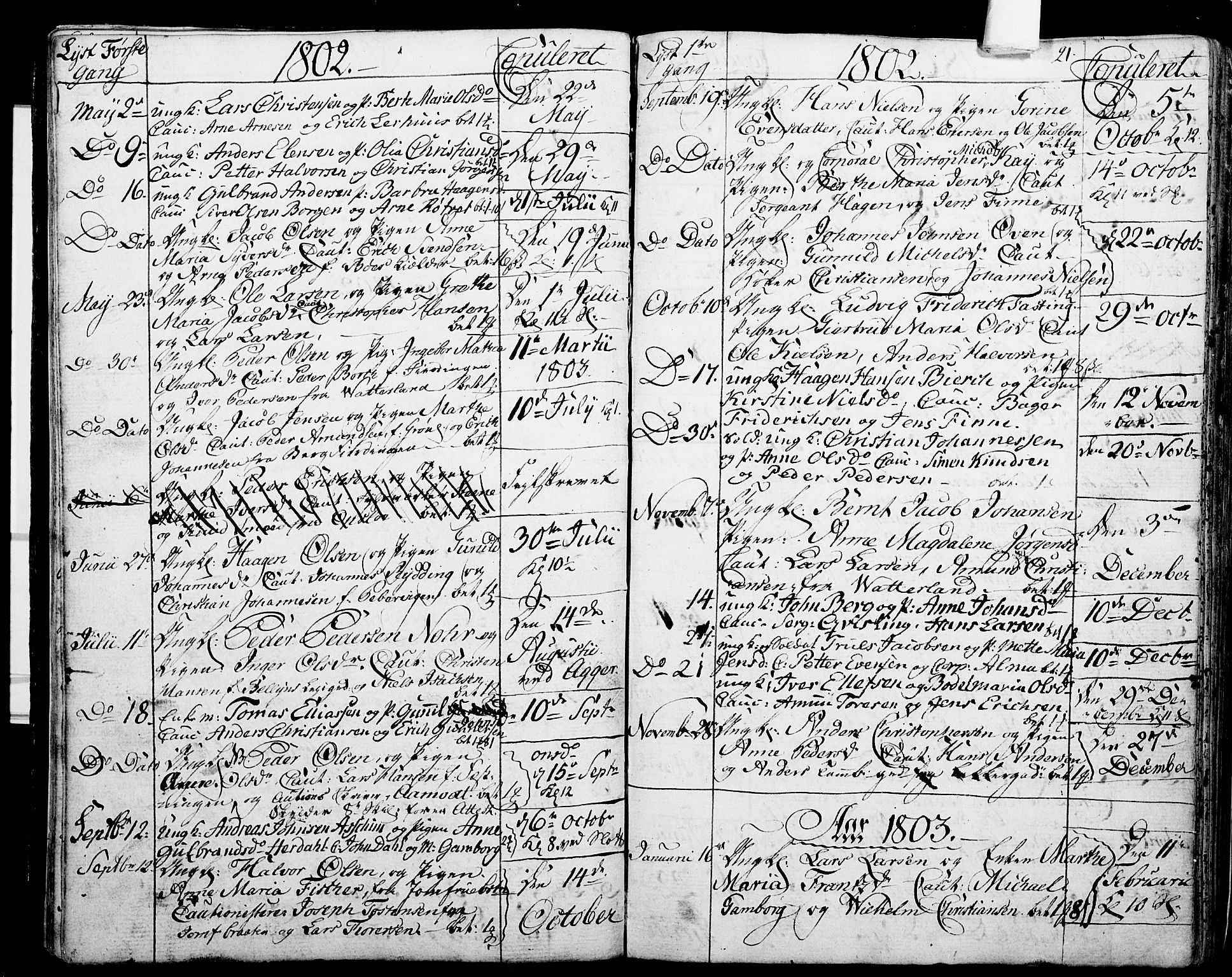 Garnisonsmenigheten Kirkebøker, SAO/A-10846/G/Ga/L0001: Klokkerbok nr. 1, 1796-1814, s. 20-21