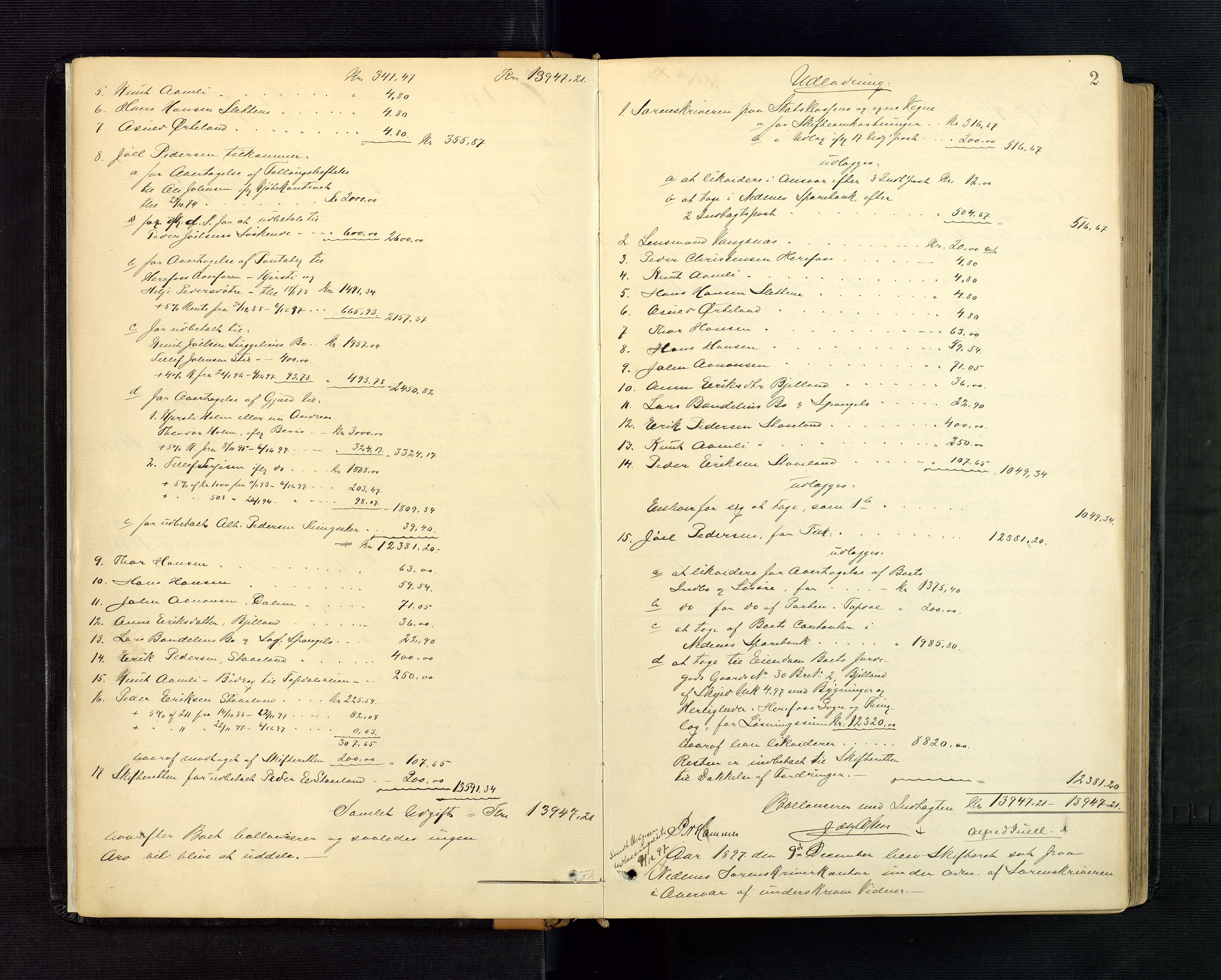 Nedenes sorenskriveri, SAK/1221-0006/H/Hc/L0019: Skifteutlodningsprotokoll nr 5 med register, 1897-1904, s. 2