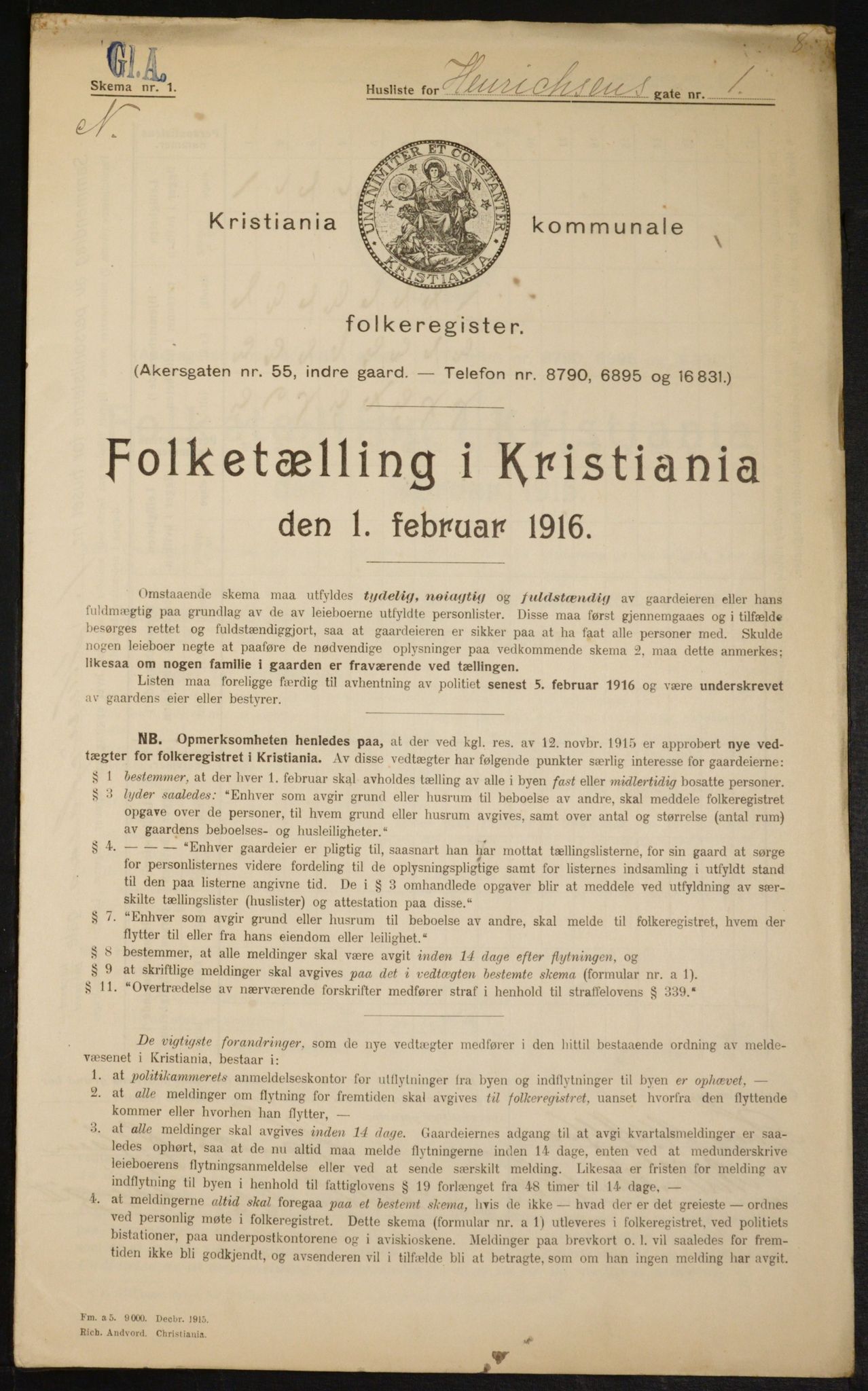 OBA, Kommunal folketelling 1.2.1916 for Kristiania, 1916, s. 39091