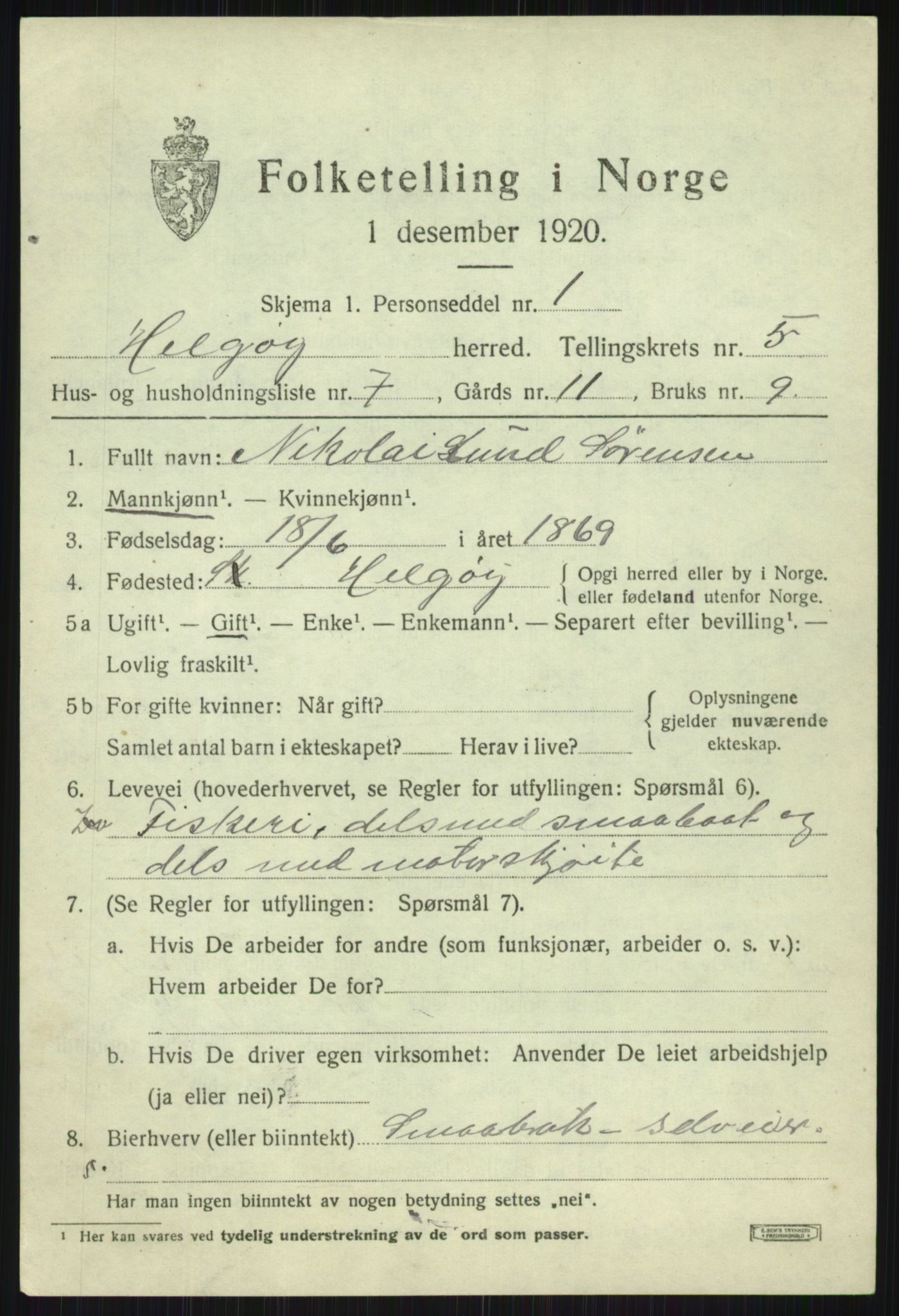 SATØ, Folketelling 1920 for 1935 Helgøy herred, 1920, s. 2011
