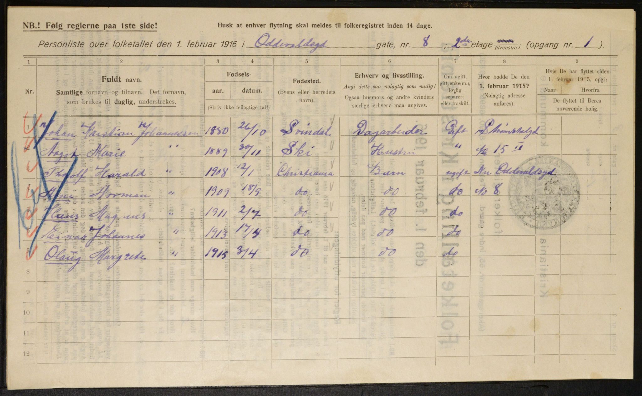 OBA, Kommunal folketelling 1.2.1916 for Kristiania, 1916, s. 76250