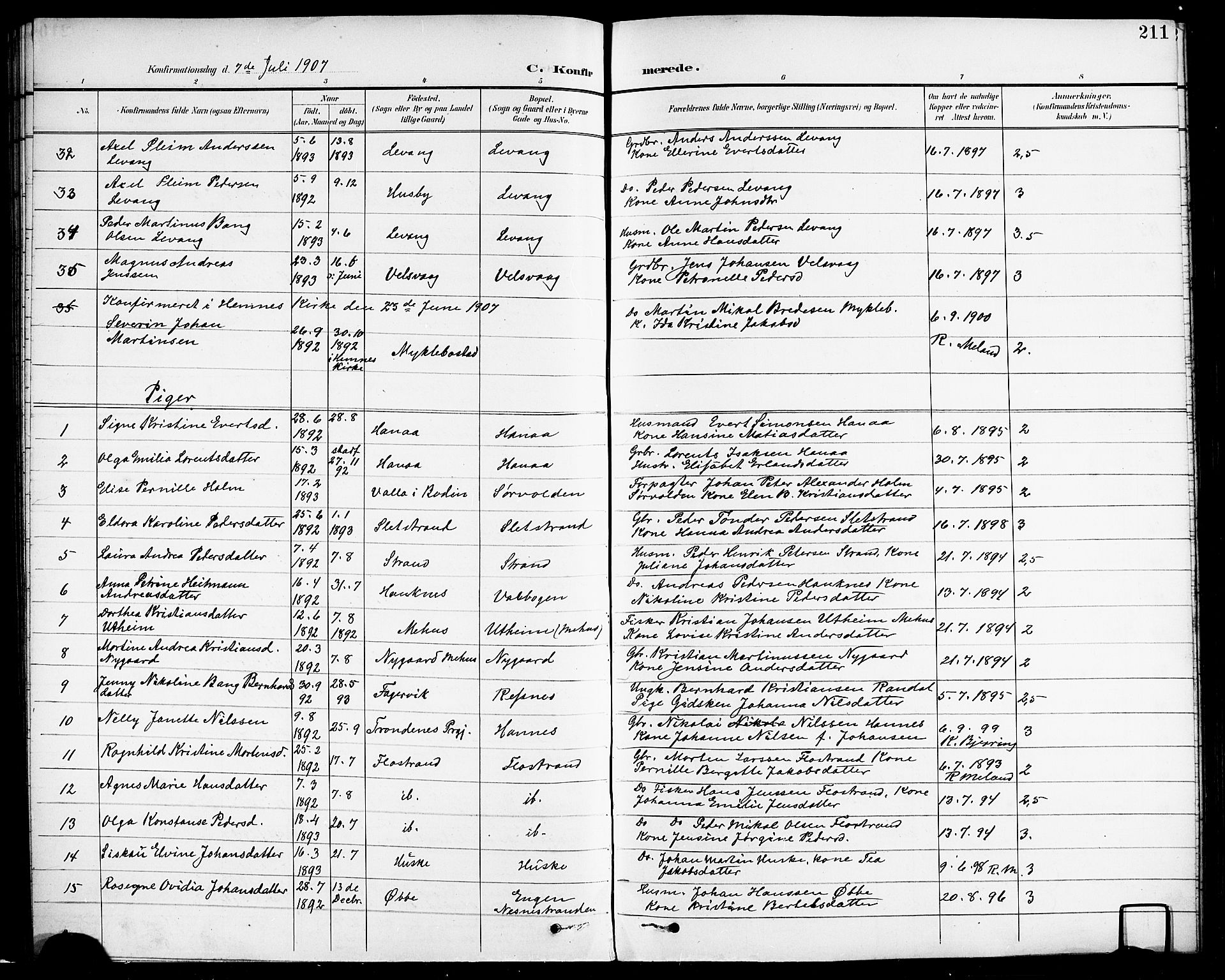 Ministerialprotokoller, klokkerbøker og fødselsregistre - Nordland, SAT/A-1459/838/L0559: Klokkerbok nr. 838C06, 1893-1910, s. 211