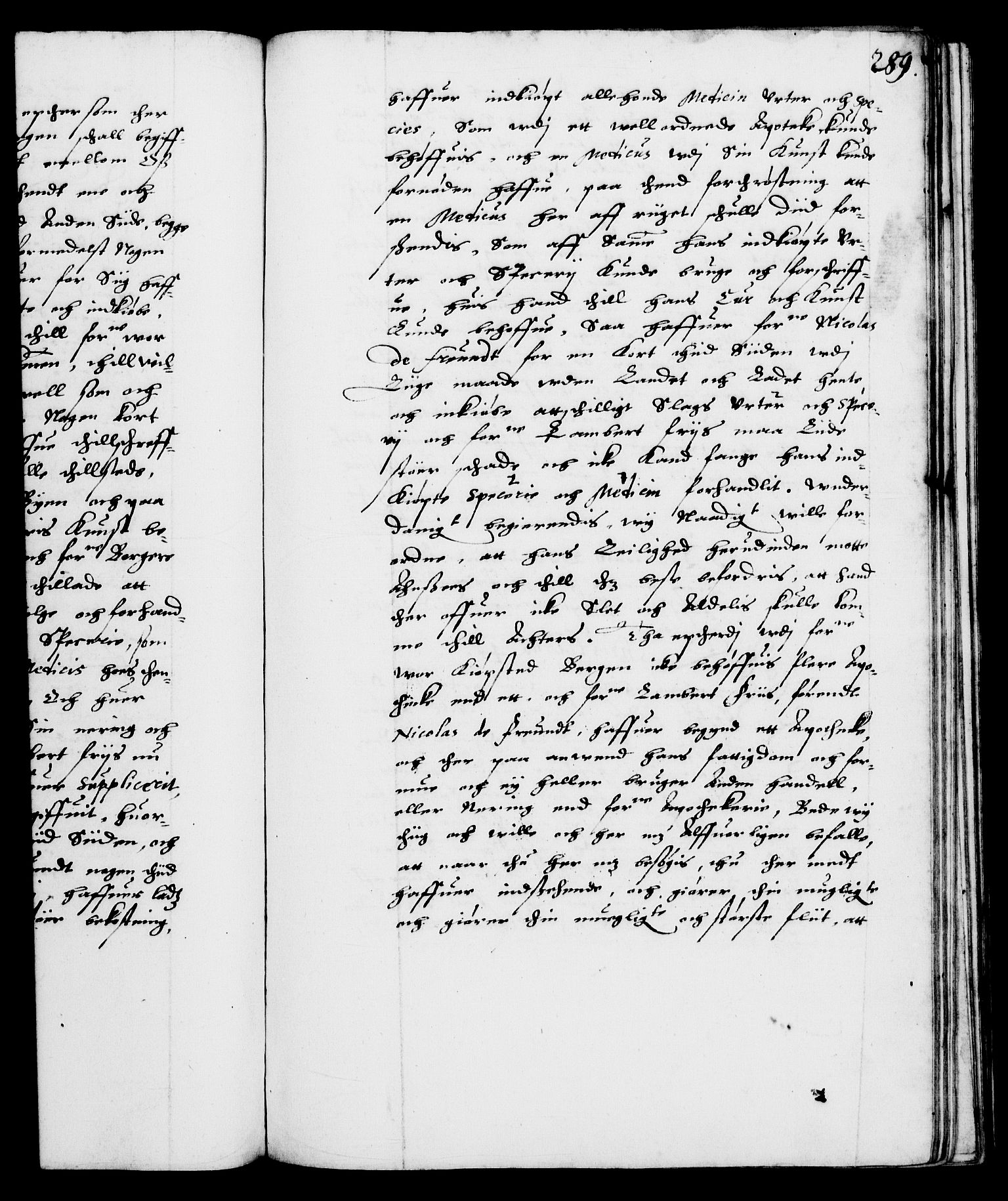Danske Kanselli 1572-1799, AV/RA-EA-3023/F/Fc/Fca/Fcab/L0002: Norske tegnelser (mikrofilm), 1588-1596, s. 289a
