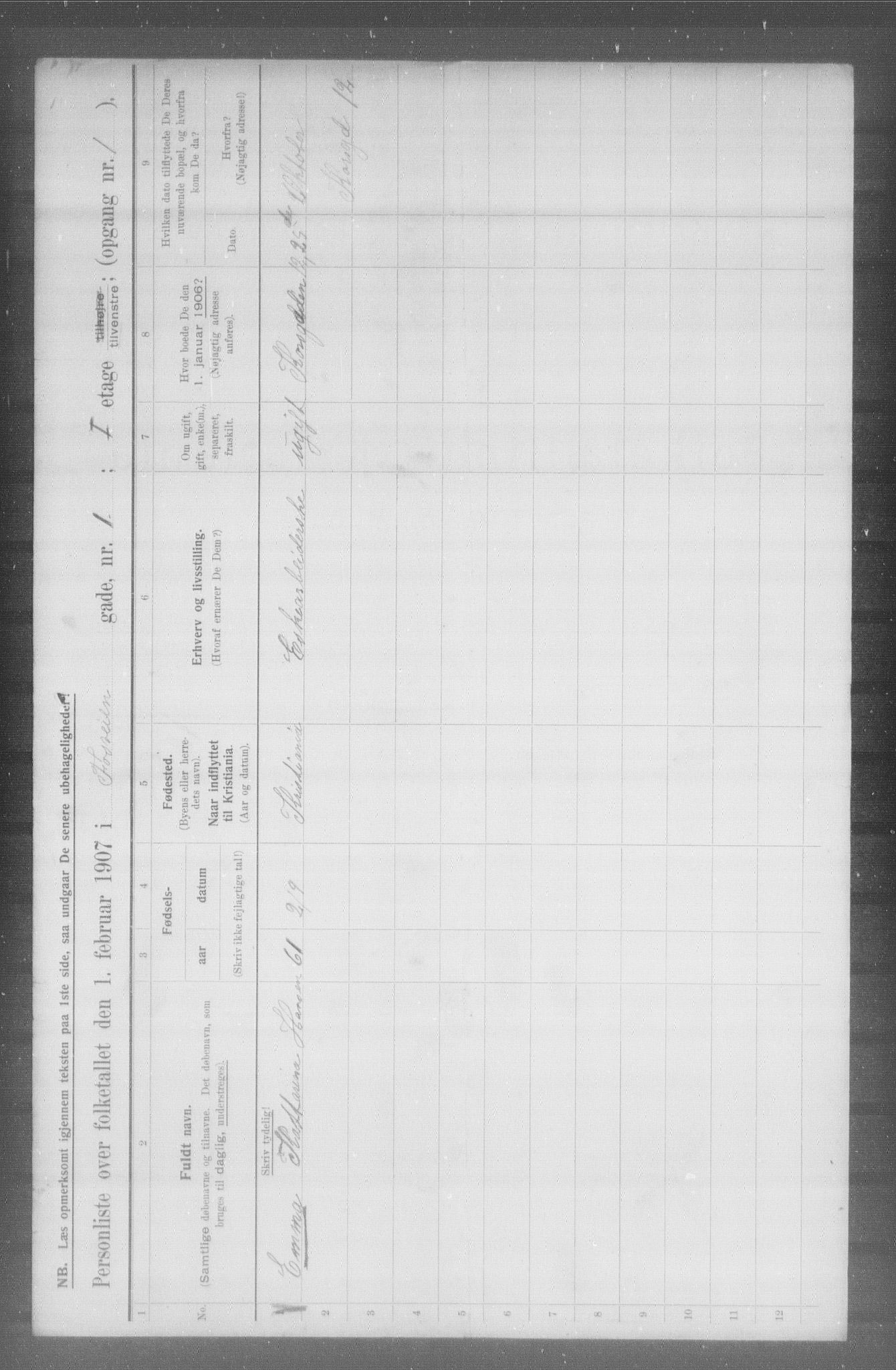 OBA, Kommunal folketelling 1.2.1907 for Kristiania kjøpstad, 1907, s. 12553