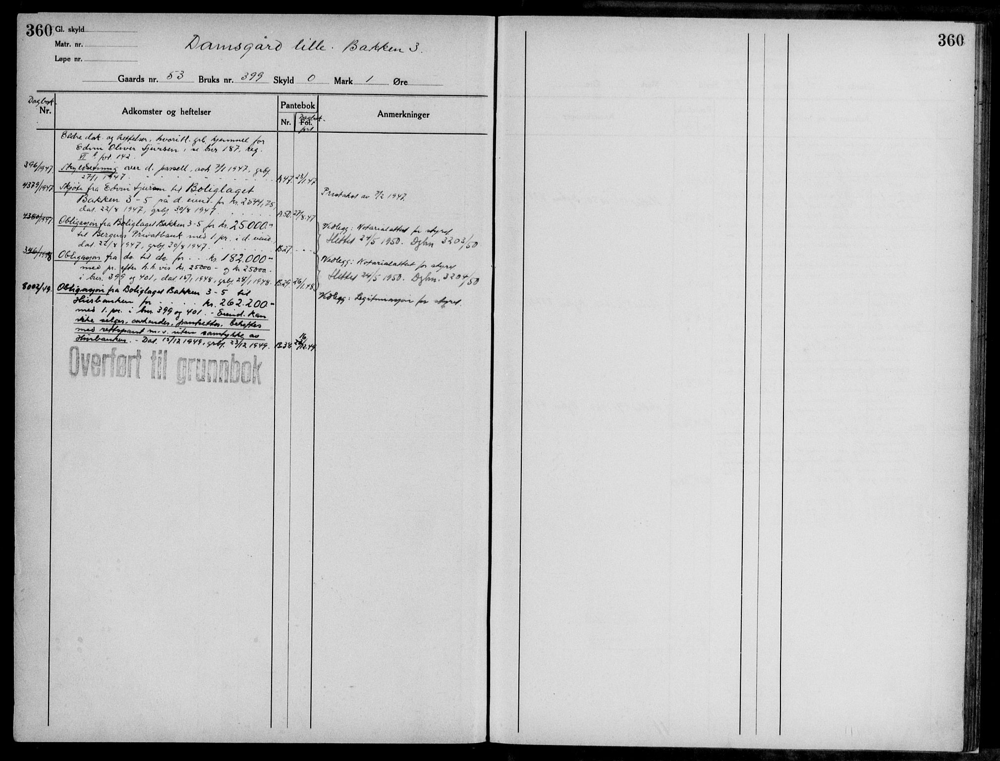 Midhordland sorenskriveri, AV/SAB-A-3001/1/G/Ga/Gab/L0117: Panteregister nr. II.A.b.117, s. 360