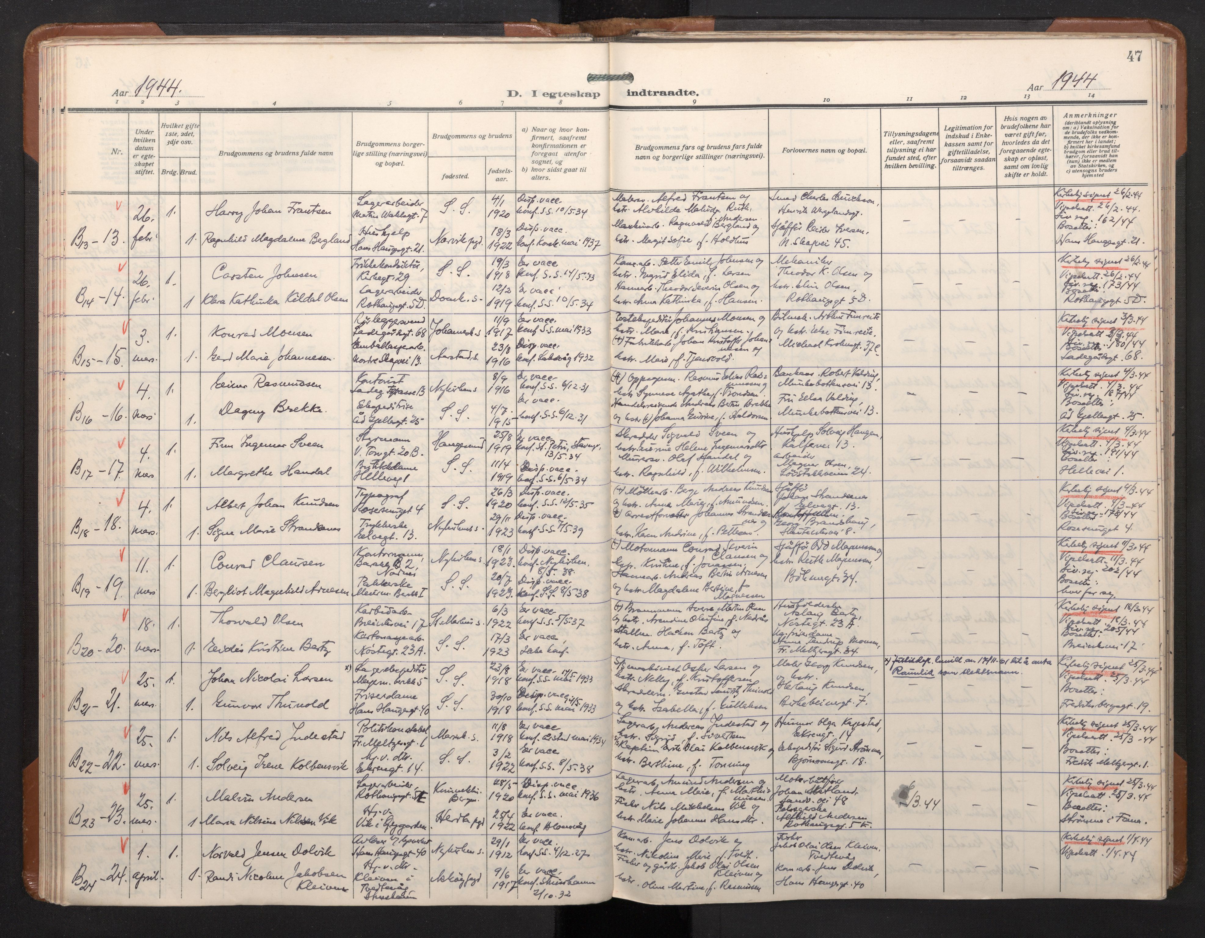 Sandviken Sokneprestembete, AV/SAB-A-77601/H/Ha/L0017: Ministerialbok nr. D 4, 1940-1954, s. 47