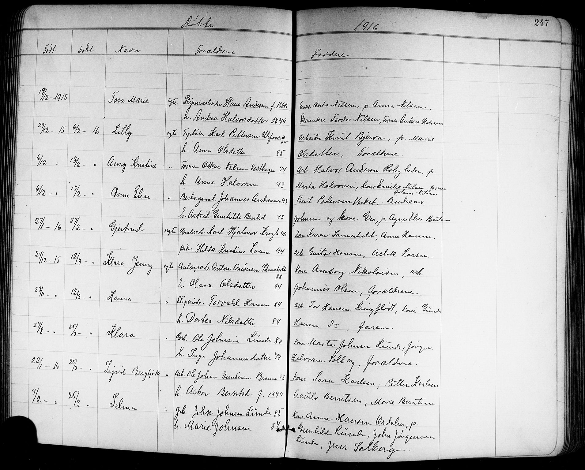 Holla kirkebøker, AV/SAKO-A-272/G/Ga/L0005: Klokkerbok nr. I 5, 1891-1917, s. 247