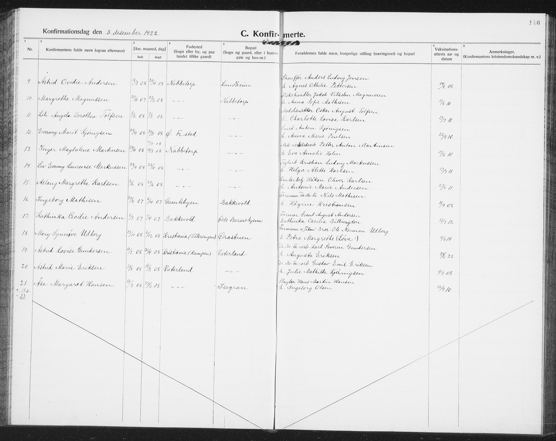 Østre Fredrikstad prestekontor Kirkebøker, SAO/A-10907/G/Ga/L0003: Klokkerbok nr. 3, 1920-1940, s. 146