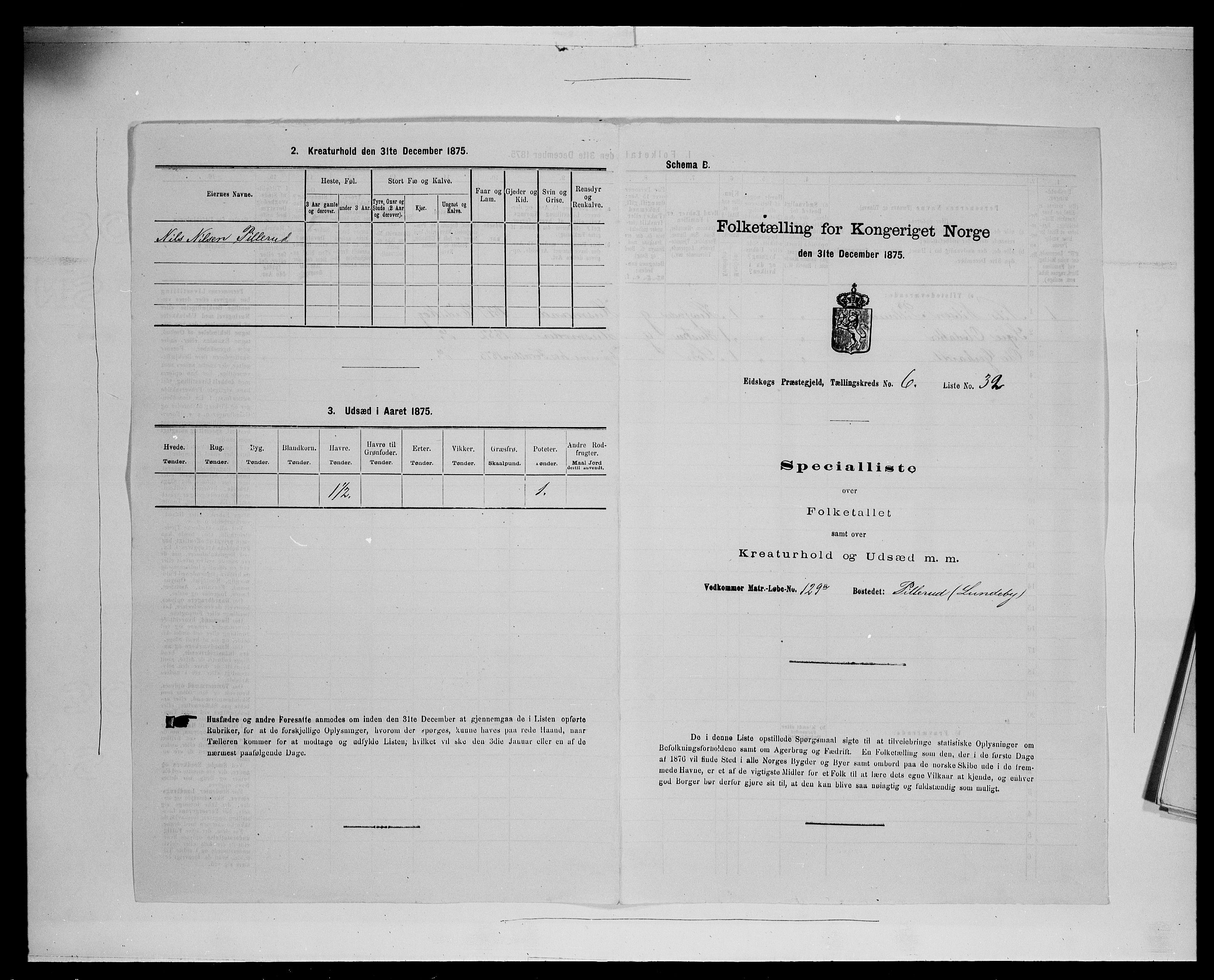 SAH, Folketelling 1875 for 0420P Eidskog prestegjeld, 1875, s. 1022