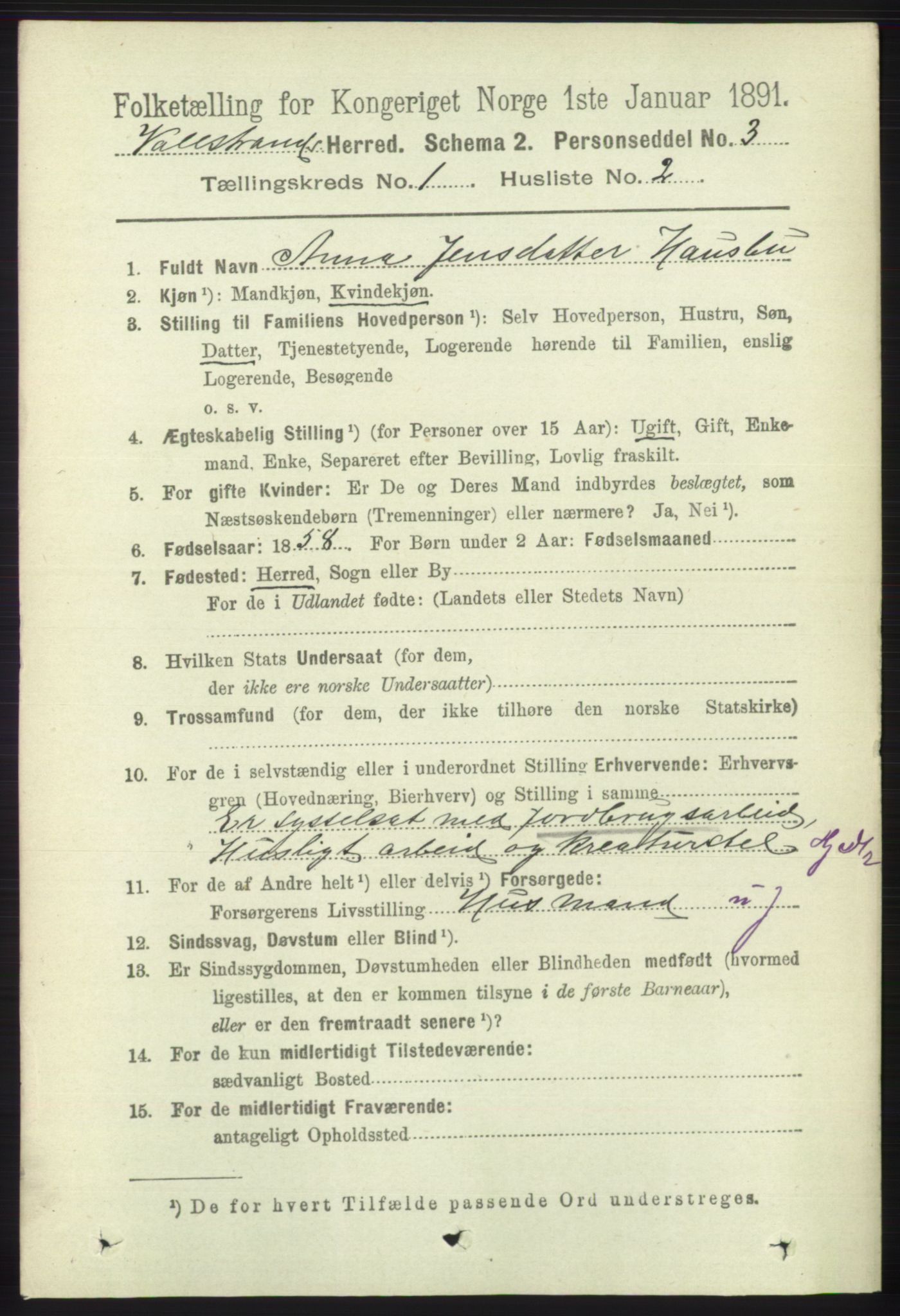 RA, Folketelling 1891 for 1217 Valestrand herred, 1891, s. 63
