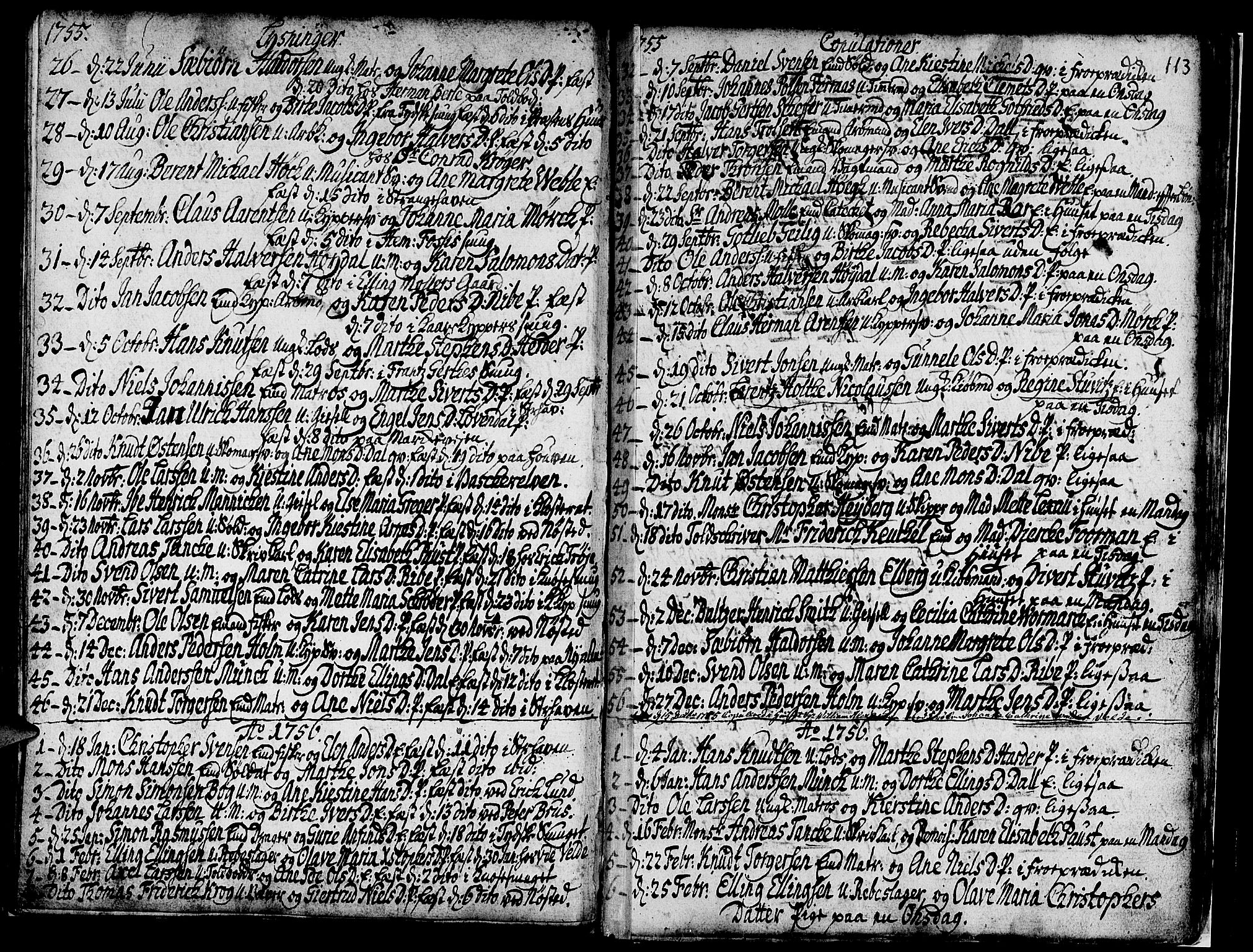 Nykirken Sokneprestembete, AV/SAB-A-77101/H/Haa/L0007: Ministerialbok nr. A 7, 1719-1781, s. 113