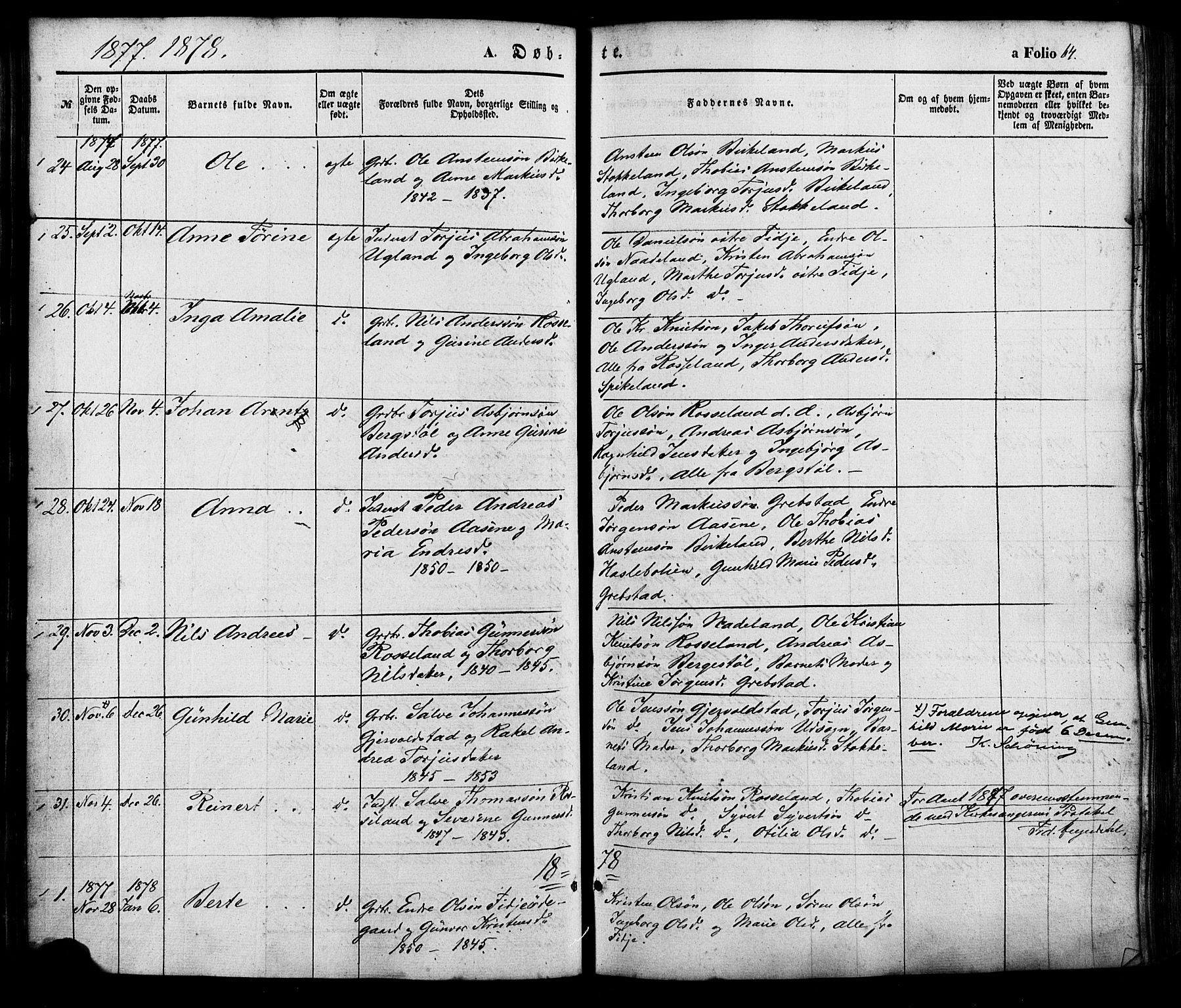 Søgne sokneprestkontor, AV/SAK-1111-0037/F/Fa/Faa/L0002: Ministerialbok nr. A 2, 1854-1882, s. 64