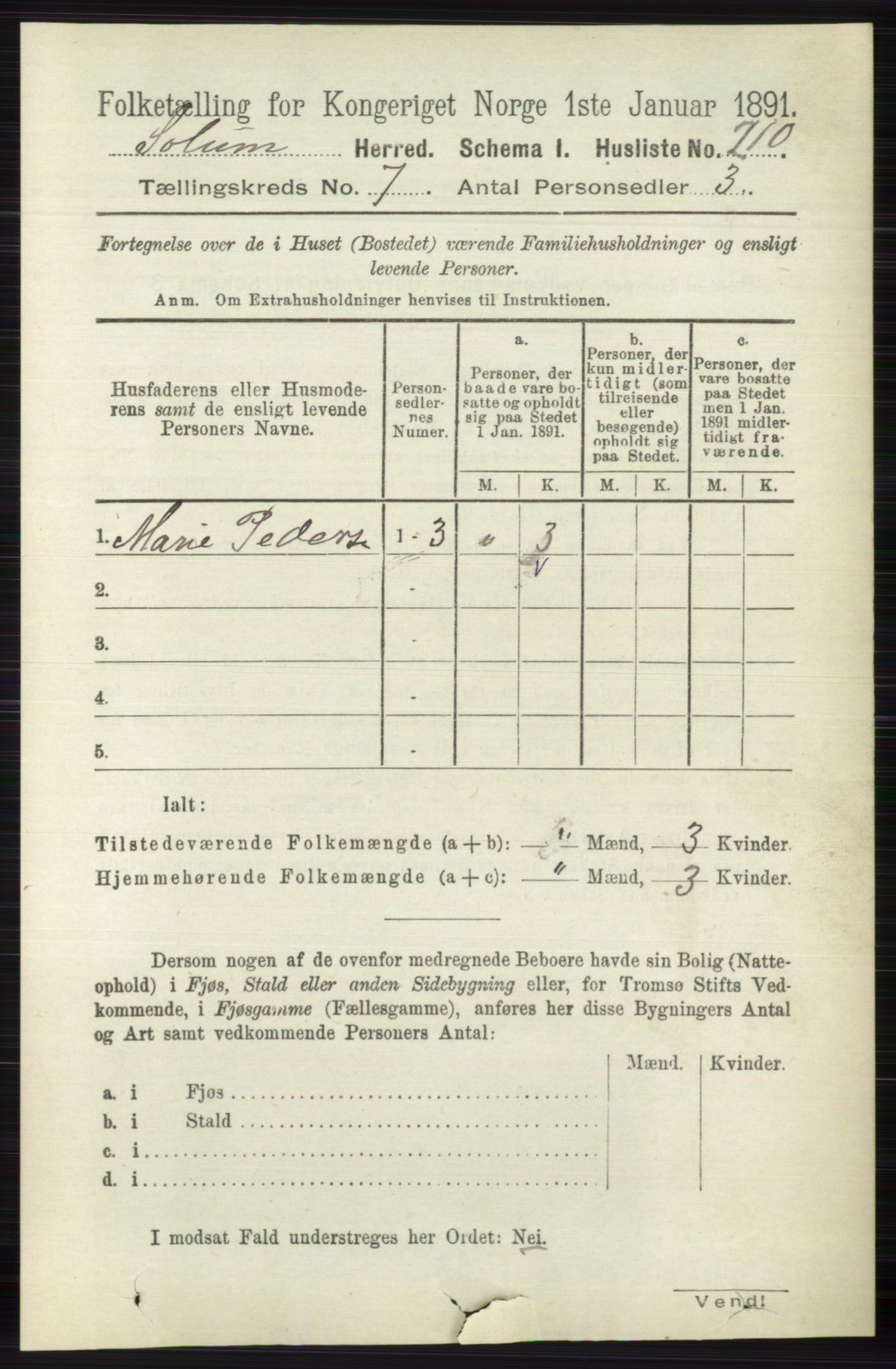 RA, Folketelling 1891 for 0818 Solum herred, 1891, s. 2699