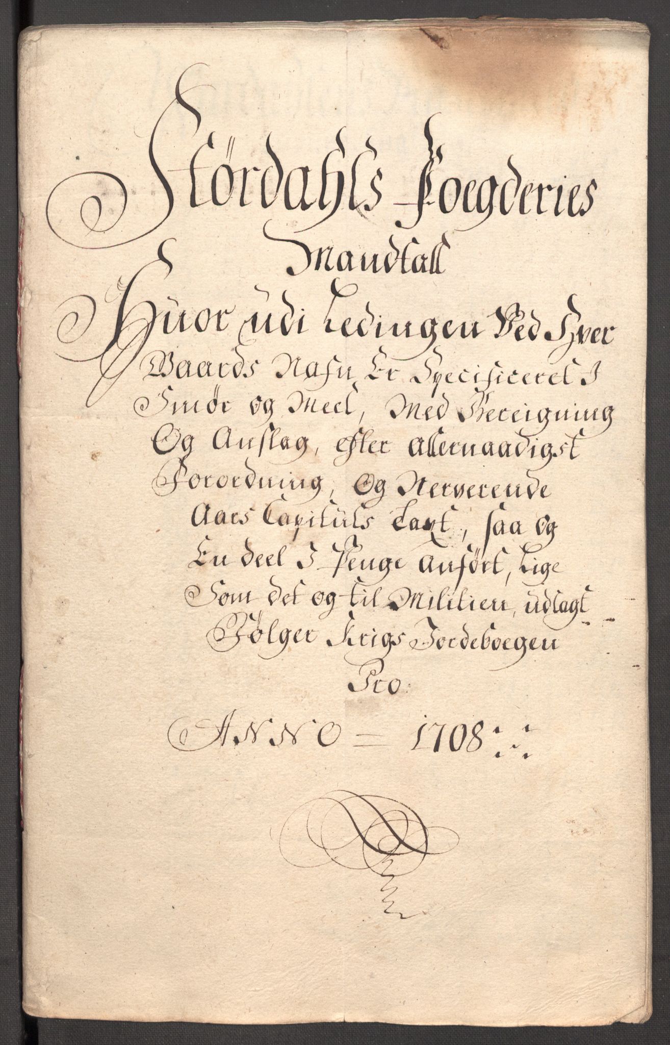 Rentekammeret inntil 1814, Reviderte regnskaper, Fogderegnskap, AV/RA-EA-4092/R62/L4198: Fogderegnskap Stjørdal og Verdal, 1708, s. 171