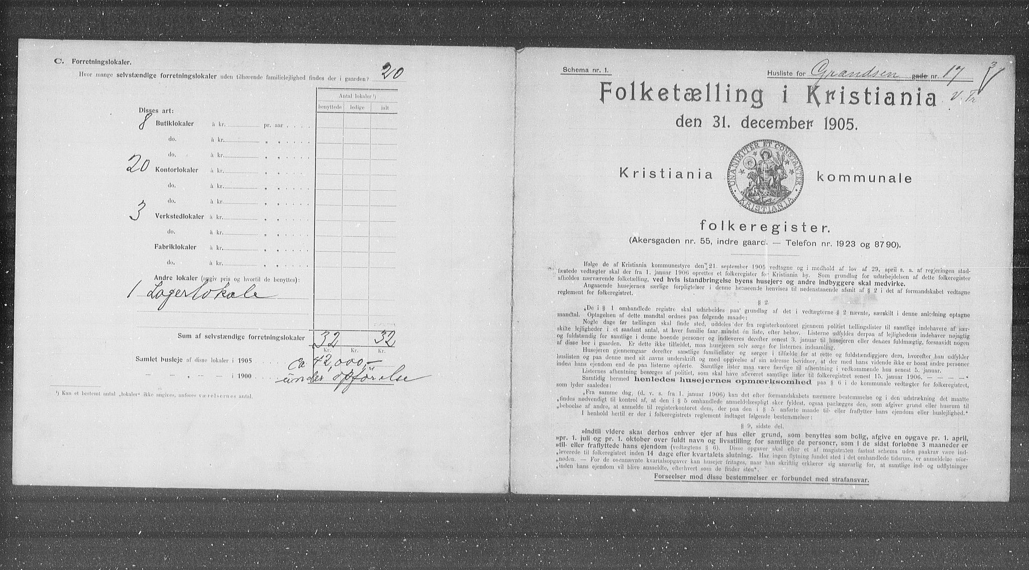 OBA, Kommunal folketelling 31.12.1905 for Kristiania kjøpstad, 1905, s. 16227